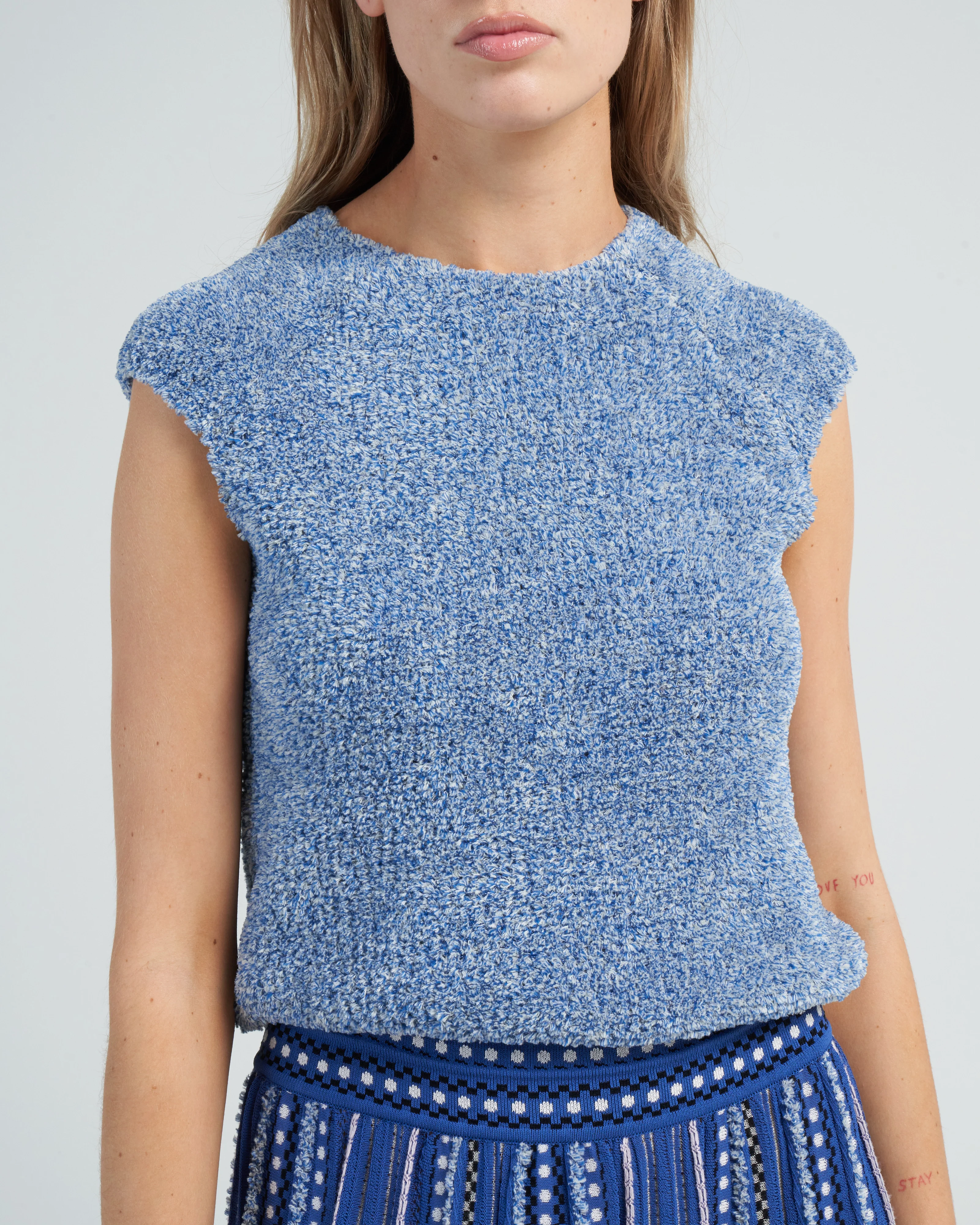 summer tufted knit top - ice blue - Image 5