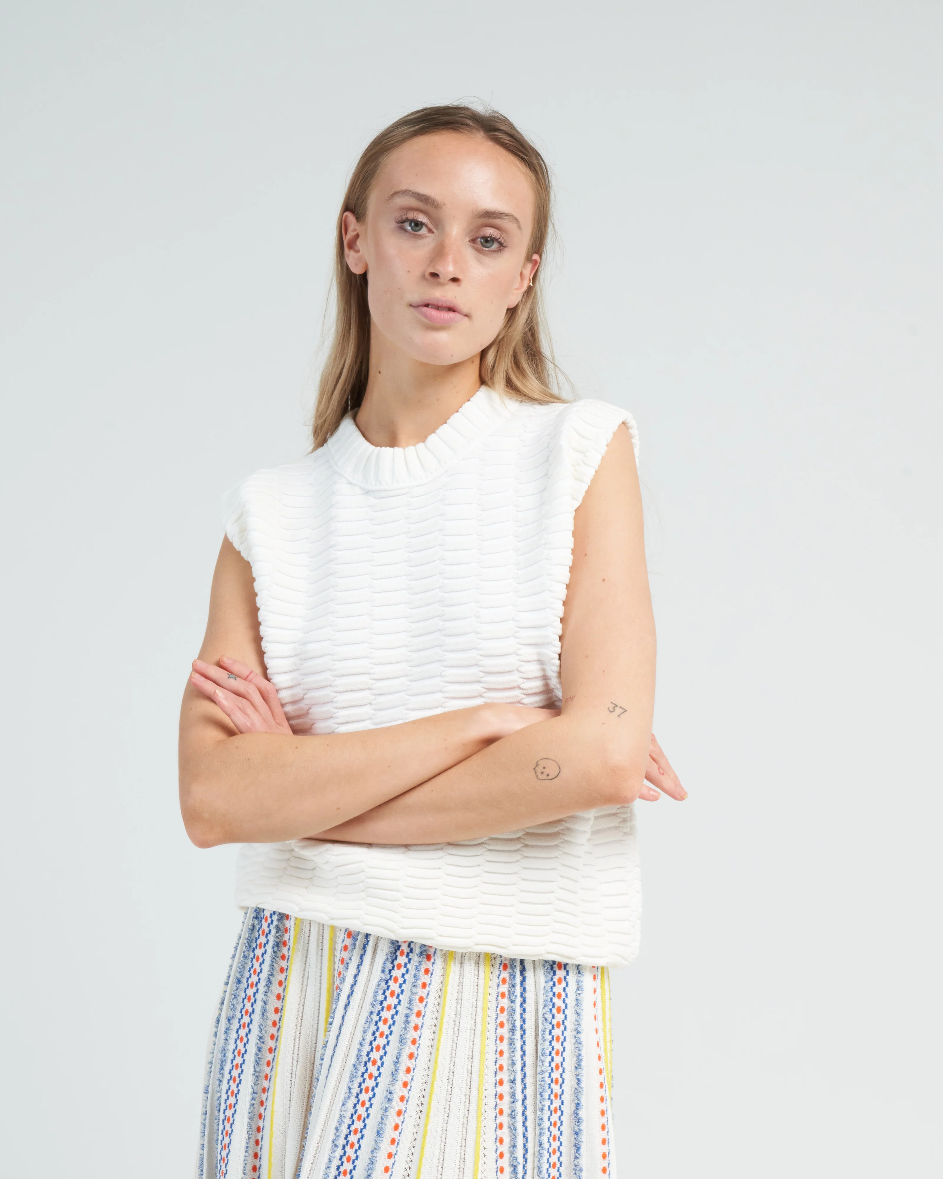 structured top zellige stitch - milk - Image 2