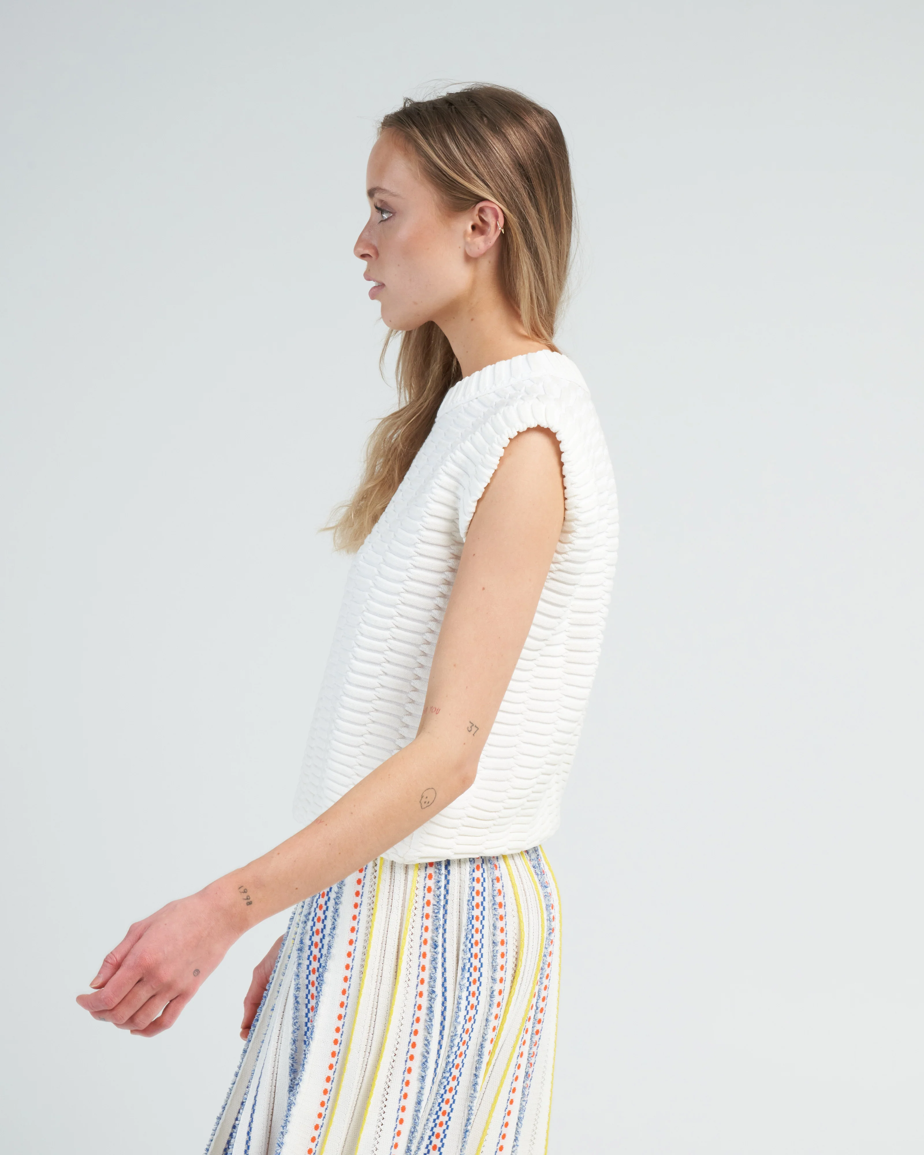 structured top zellige stitch - milk - Image 4
