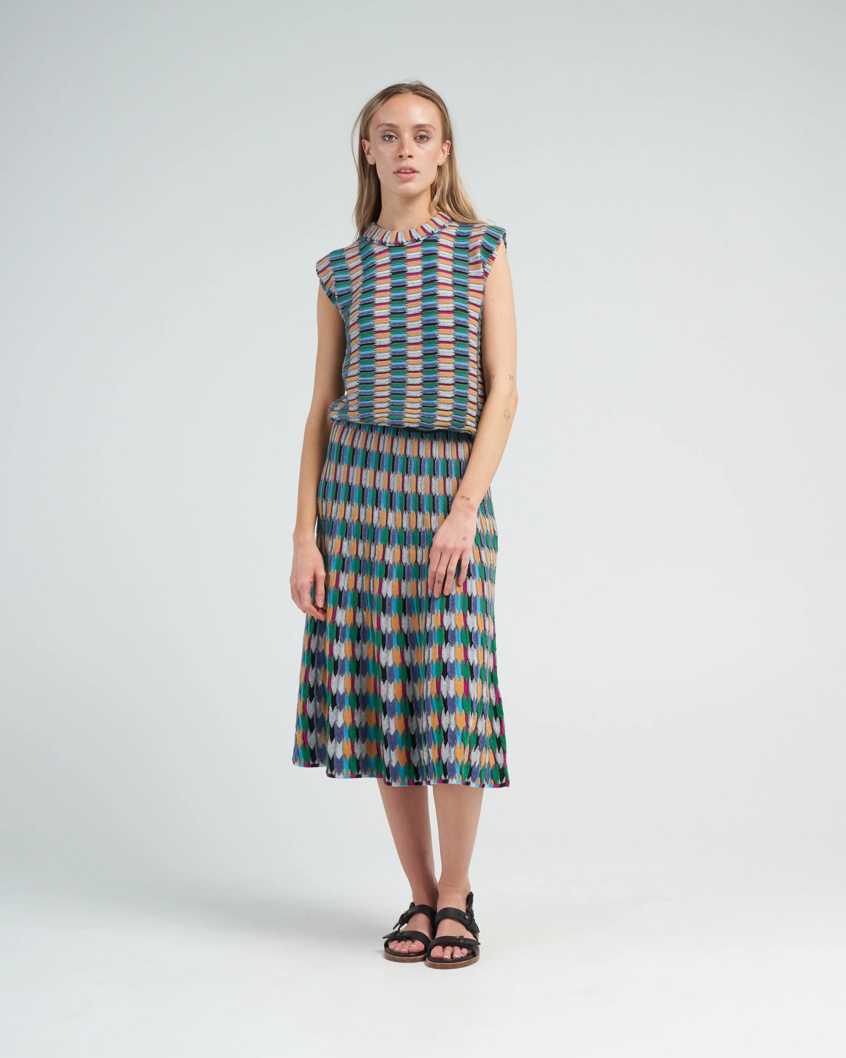 structured top zellige stitch - multi black - Image 2