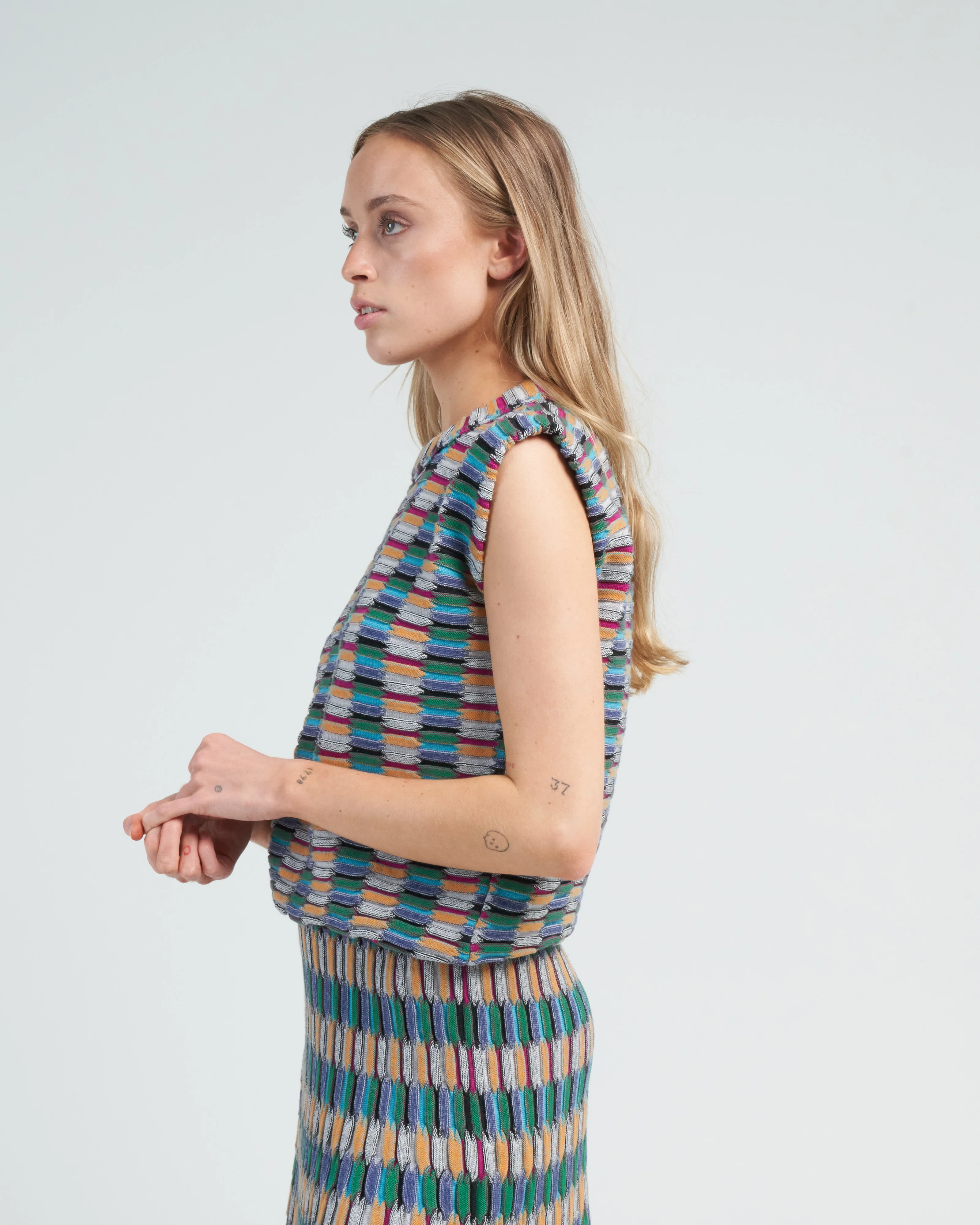 structured top zellige stitch - multi black - Image 3