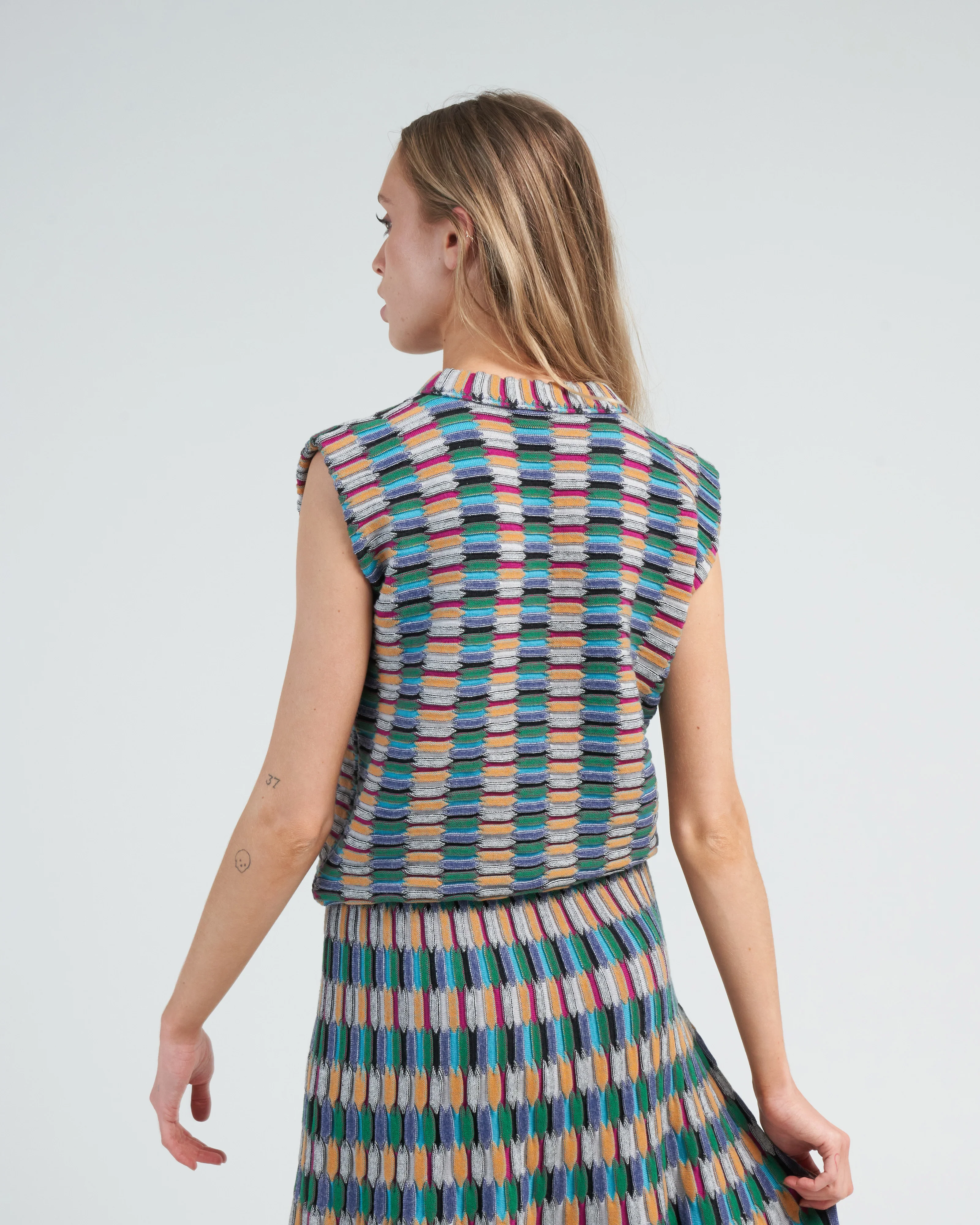 structured top zellige stitch - multi black - Image 4