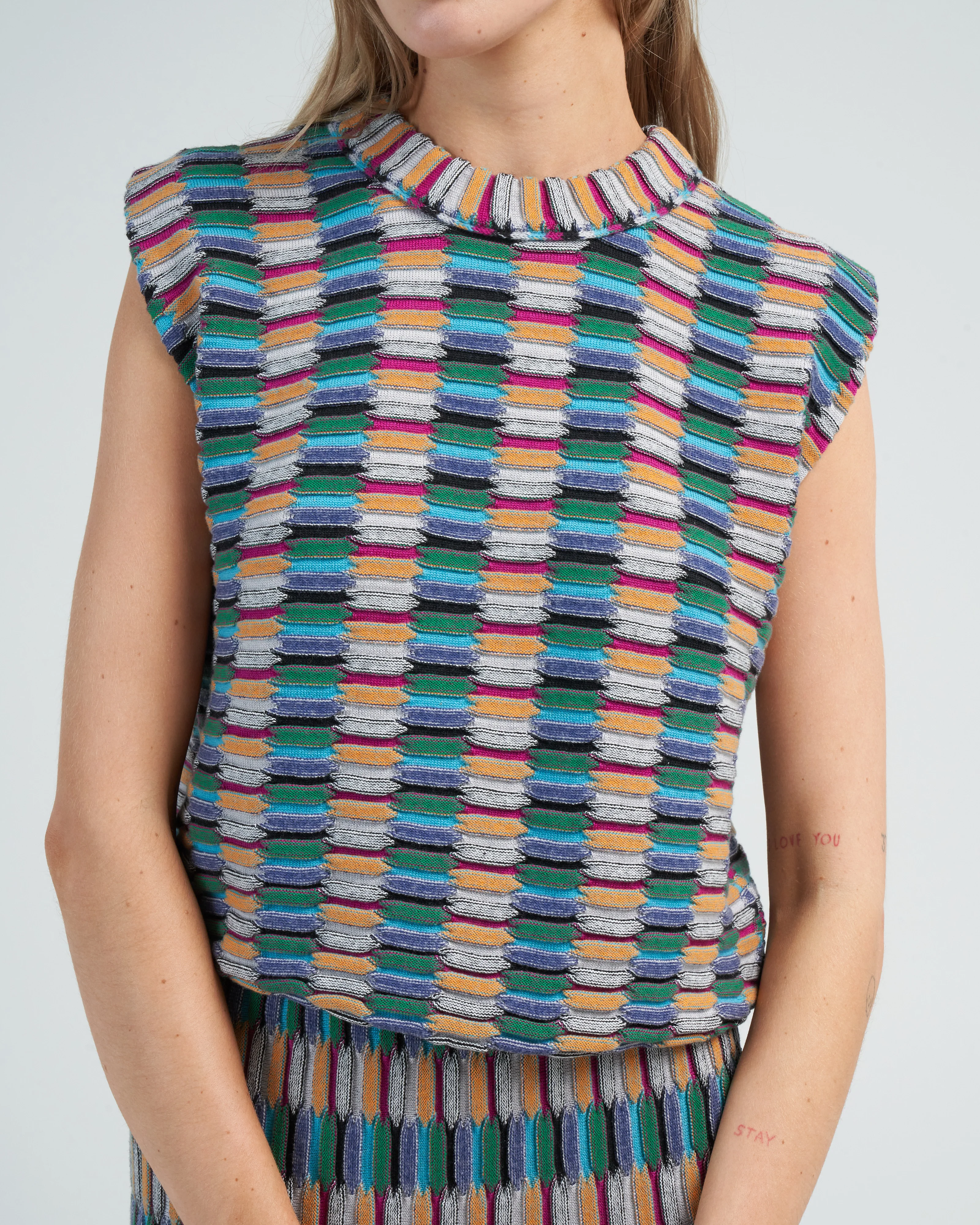 structured top zellige stitch - multi black - Image 5