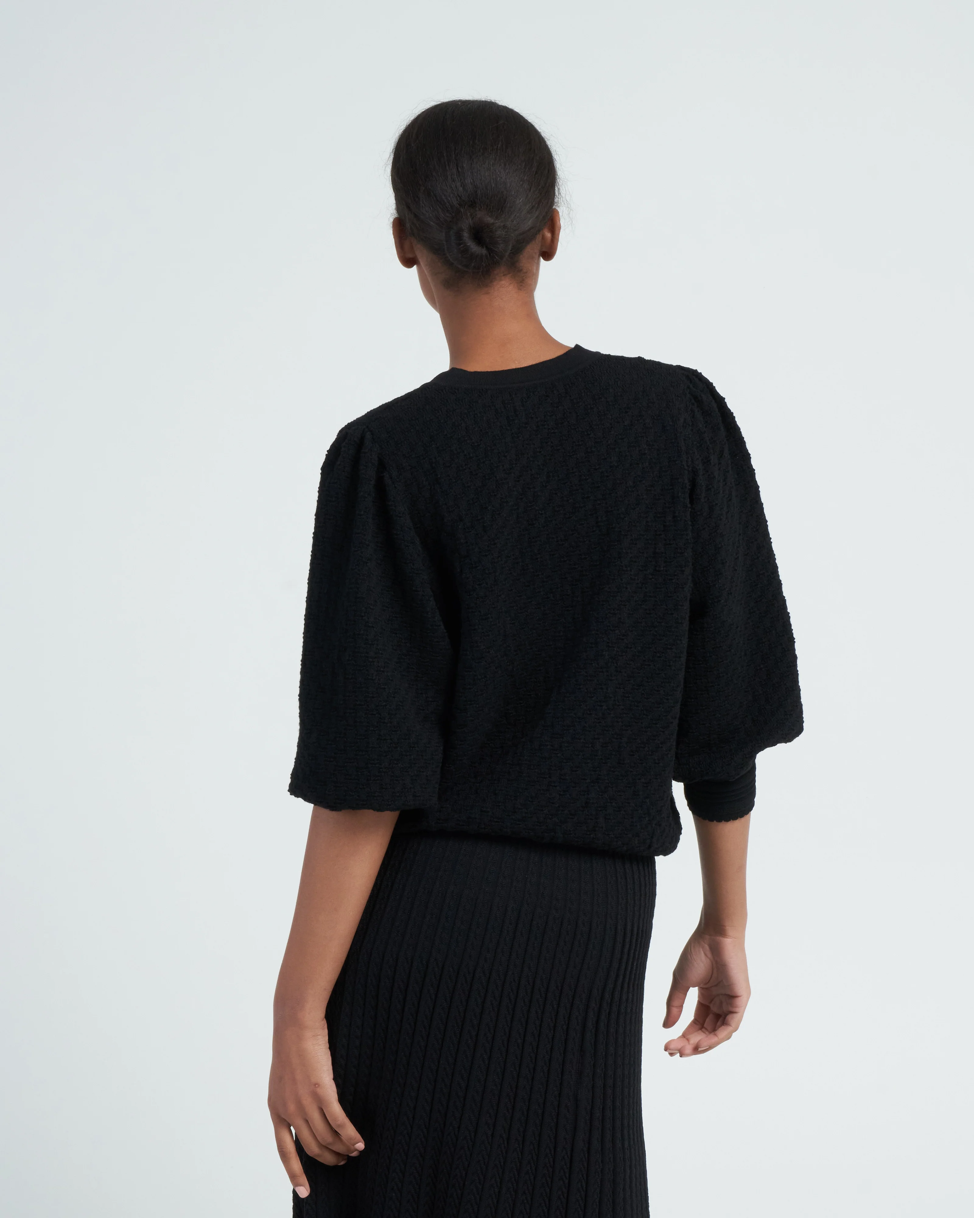 v-neck couture knit cardigan - black - Image 4