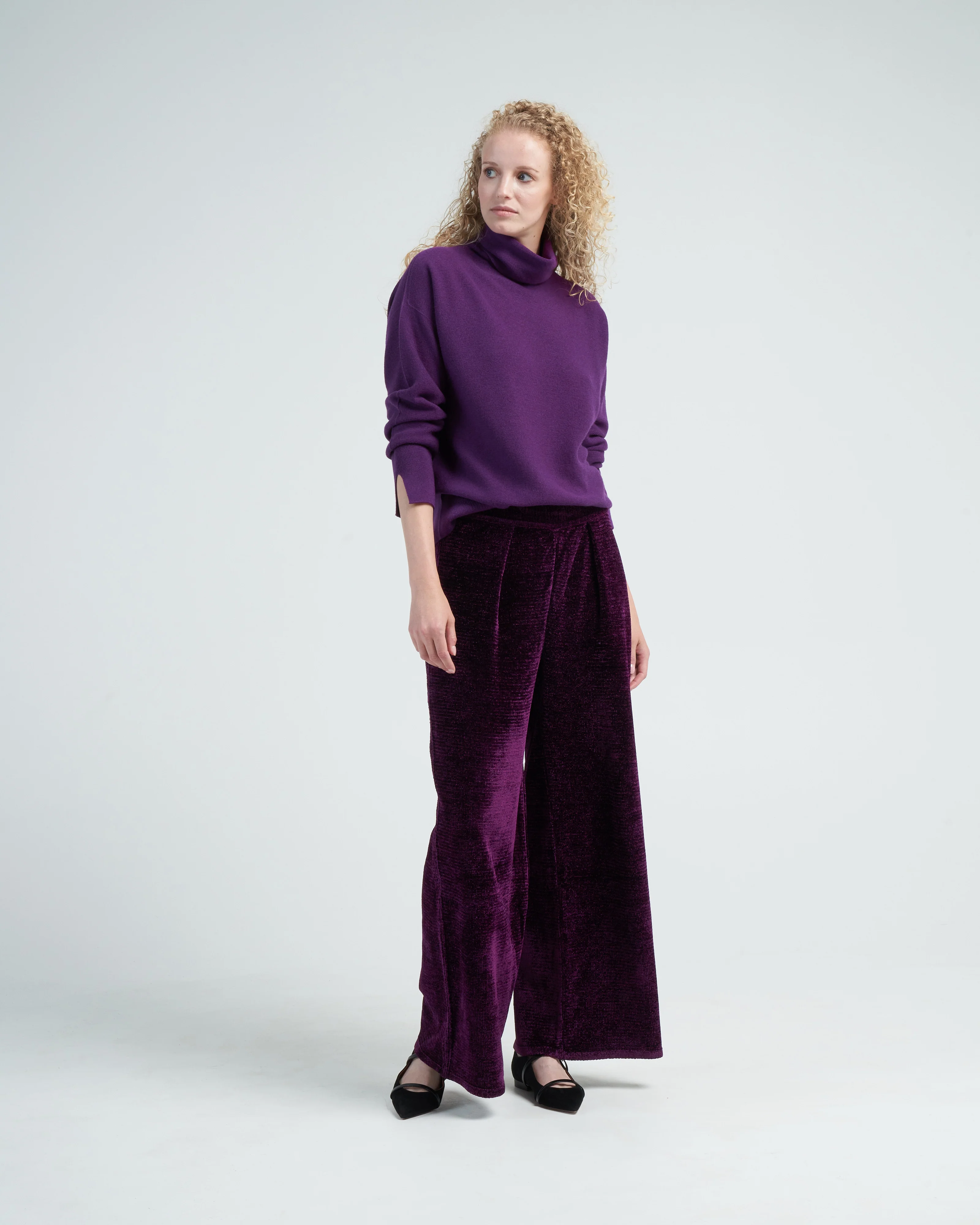 velvet knit pants - royal purple - Image 2