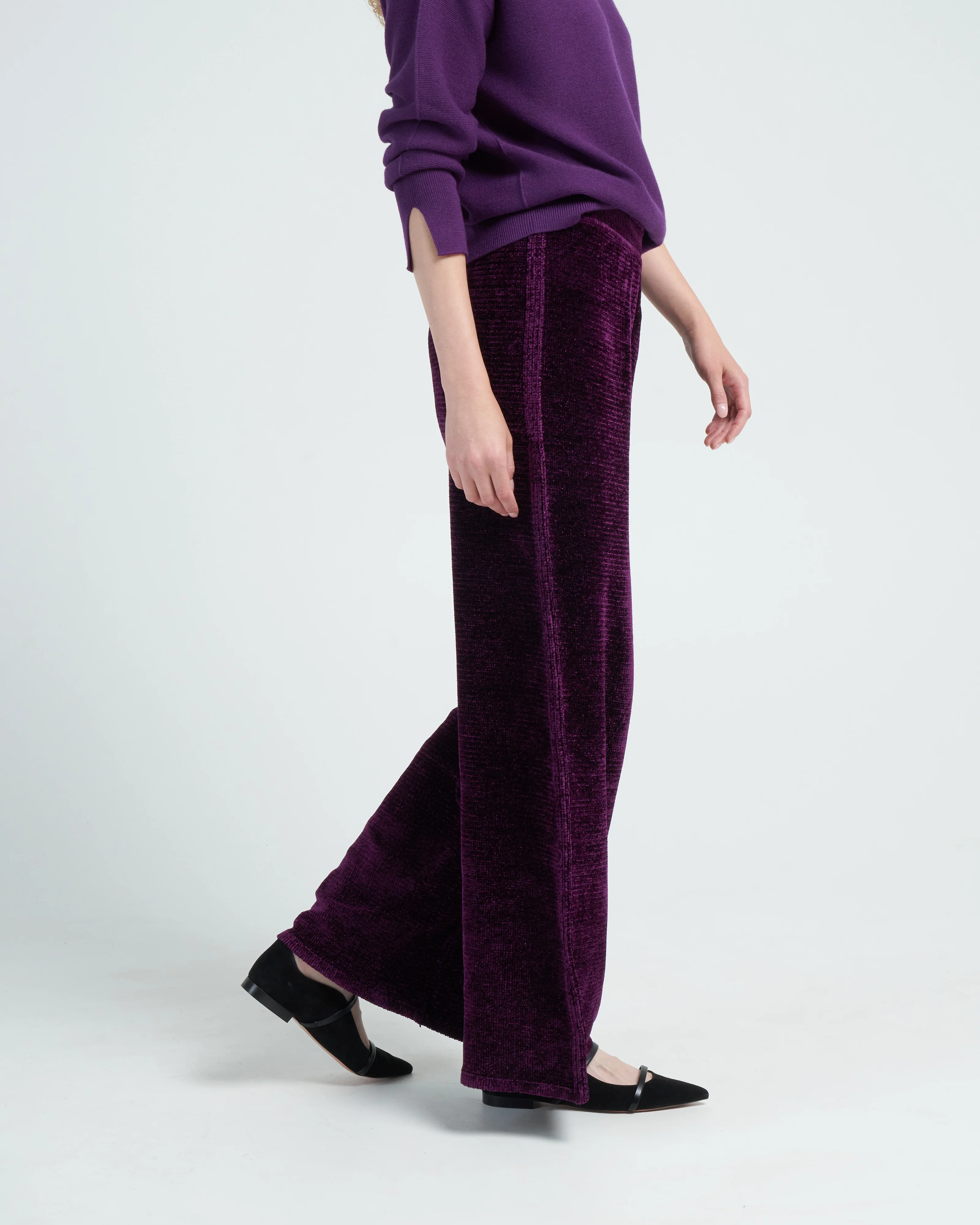 velvet knit pants - royal purple - Image 3