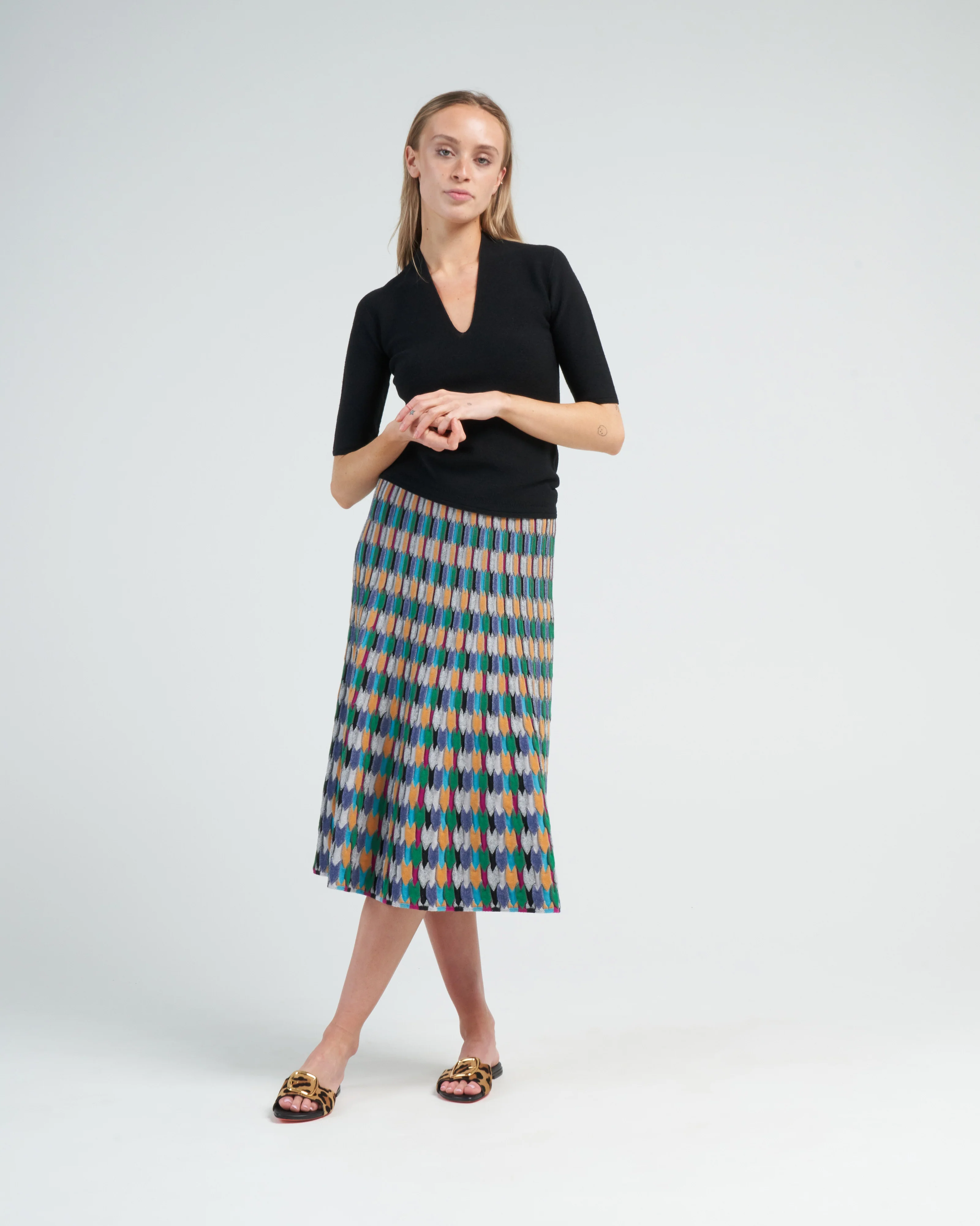 zellige stitch multicolor skirt - multi black - Image 2