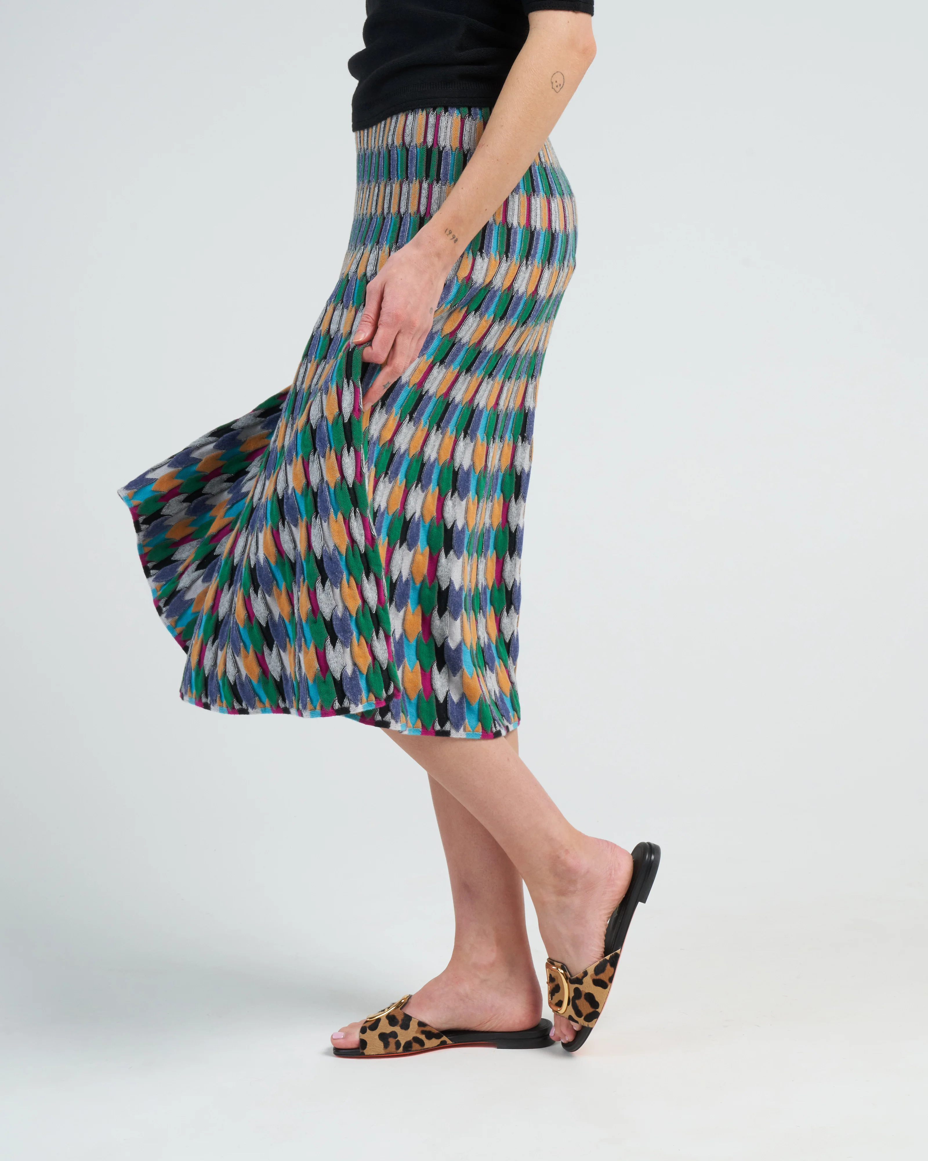 zellige stitch multicolor skirt - multi black - Image 3