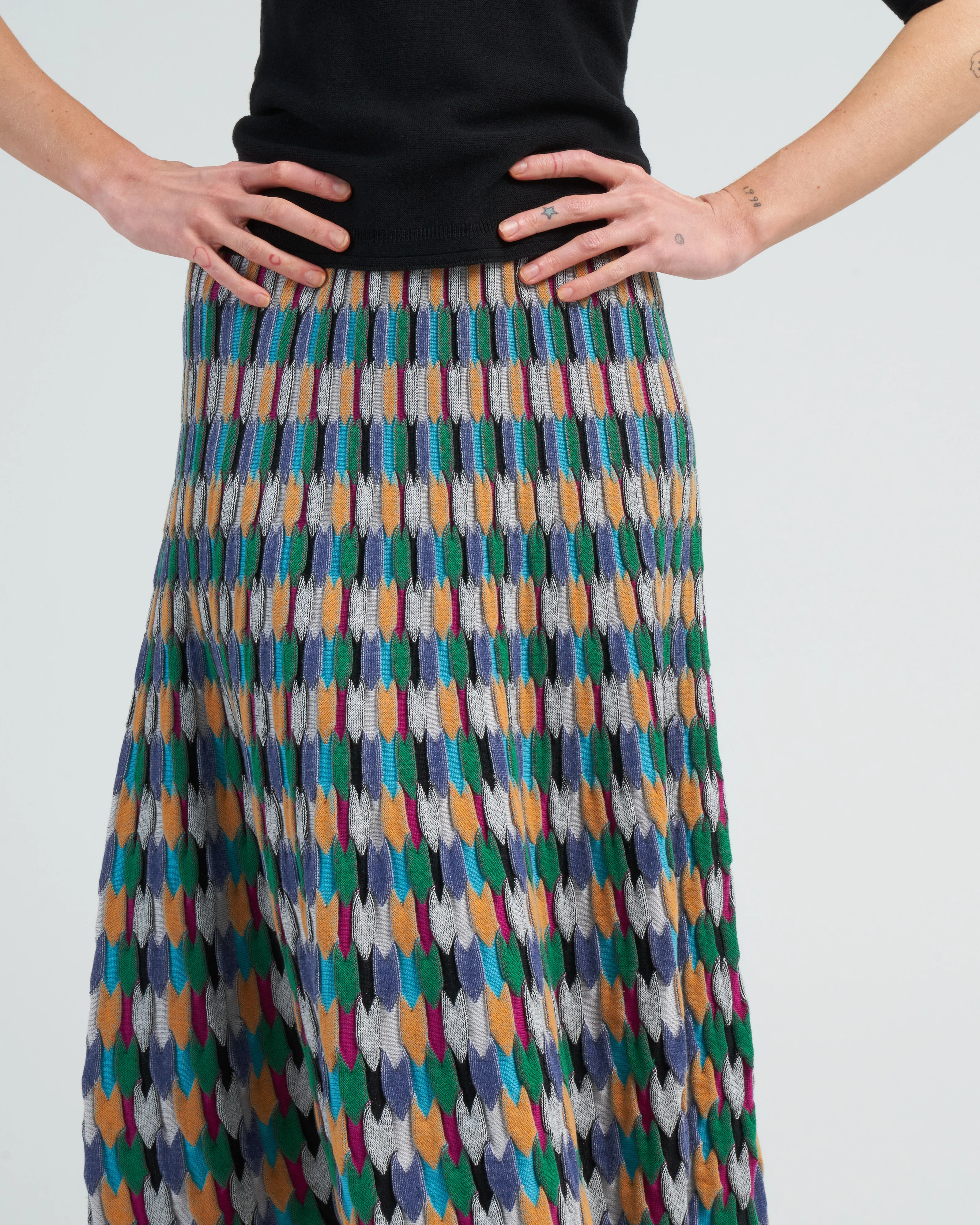 zellige stitch multicolor skirt - multi black - Image 5