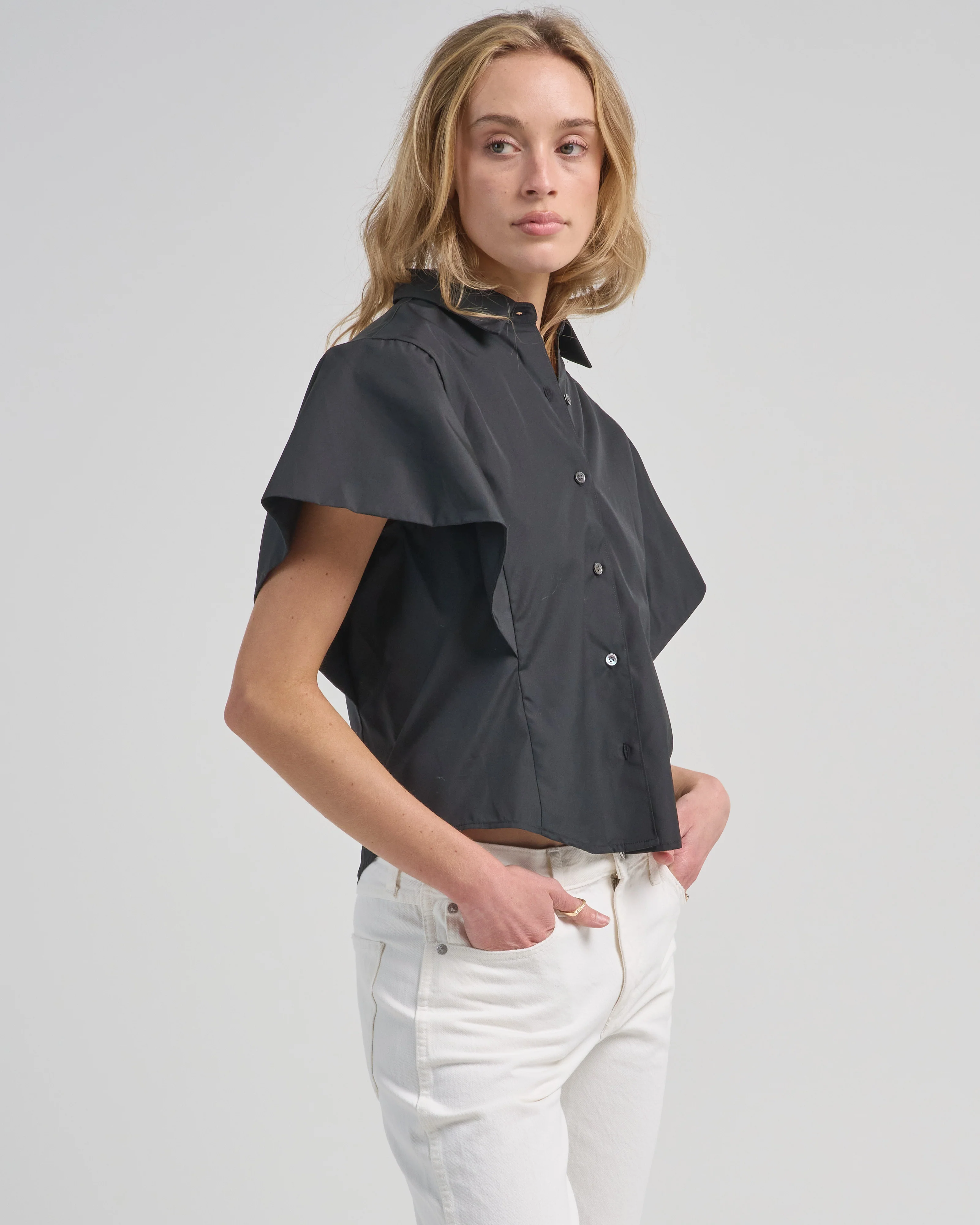 butterfly sleeve poplin top - Image 3