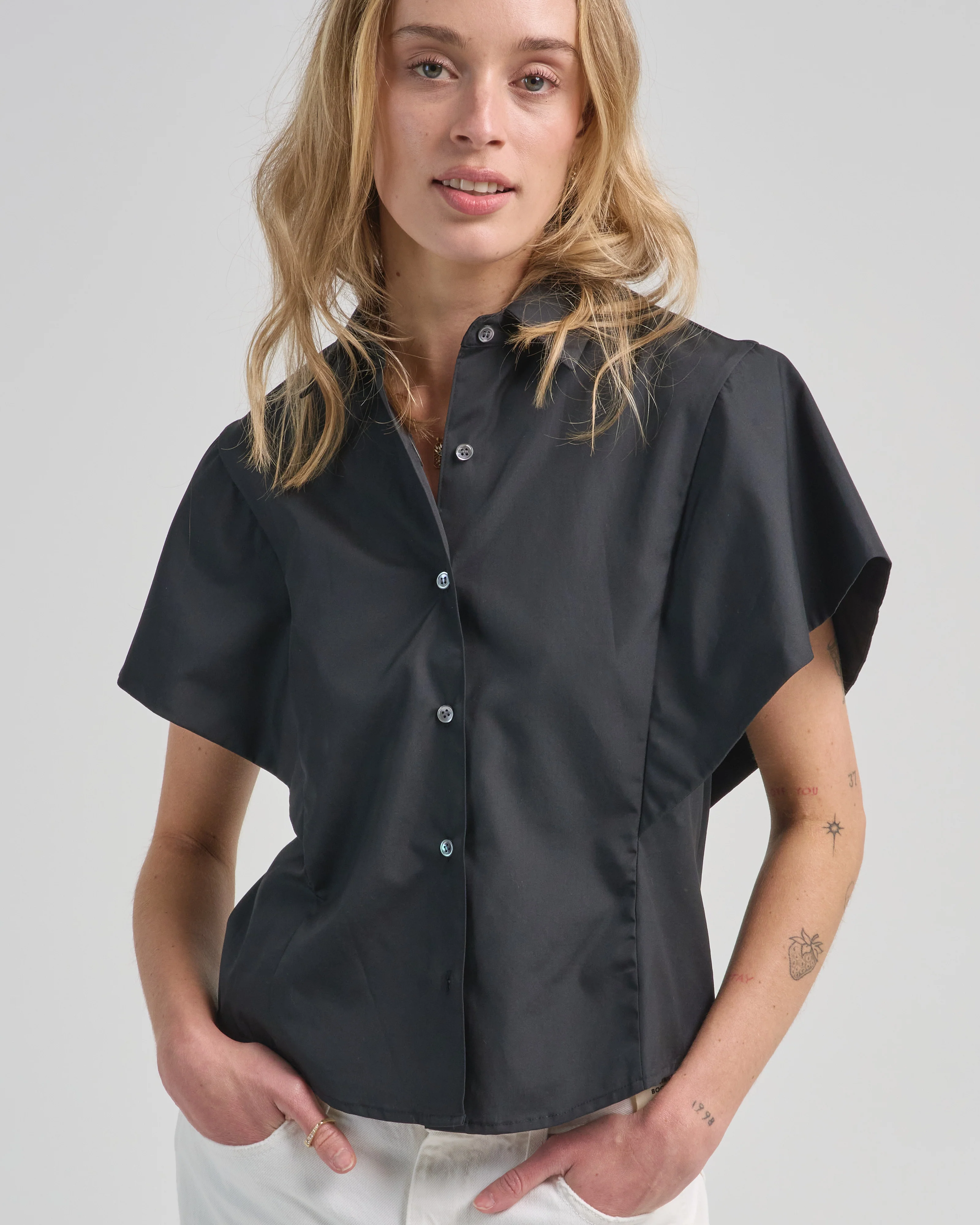 butterfly sleeve poplin top - Image 5