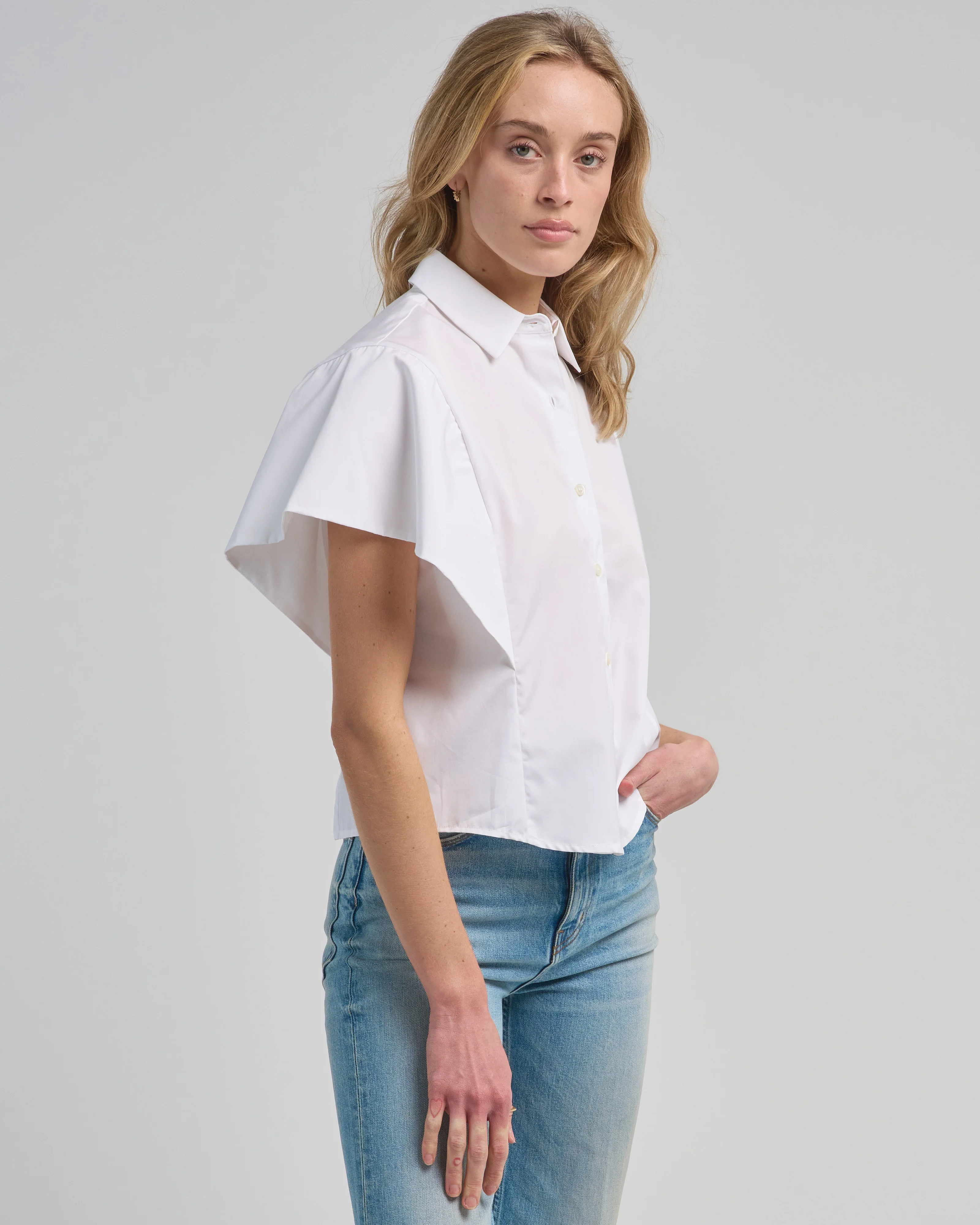 butterfly sleeve poplin top - Image 3