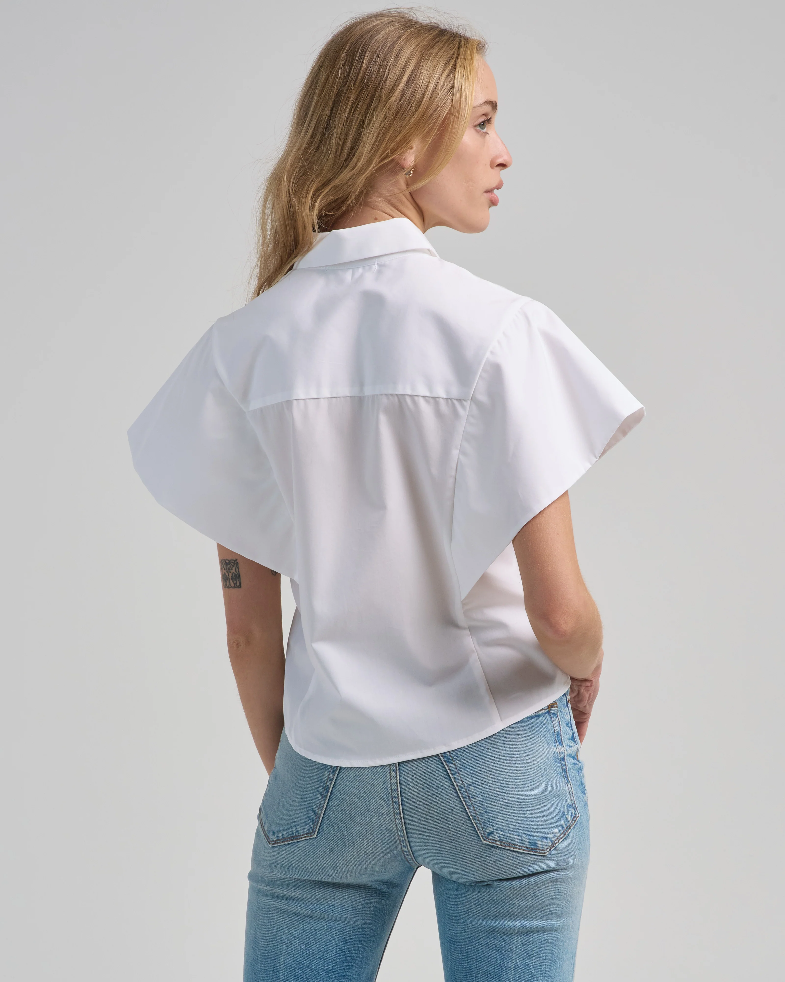 butterfly sleeve poplin top - Image 4