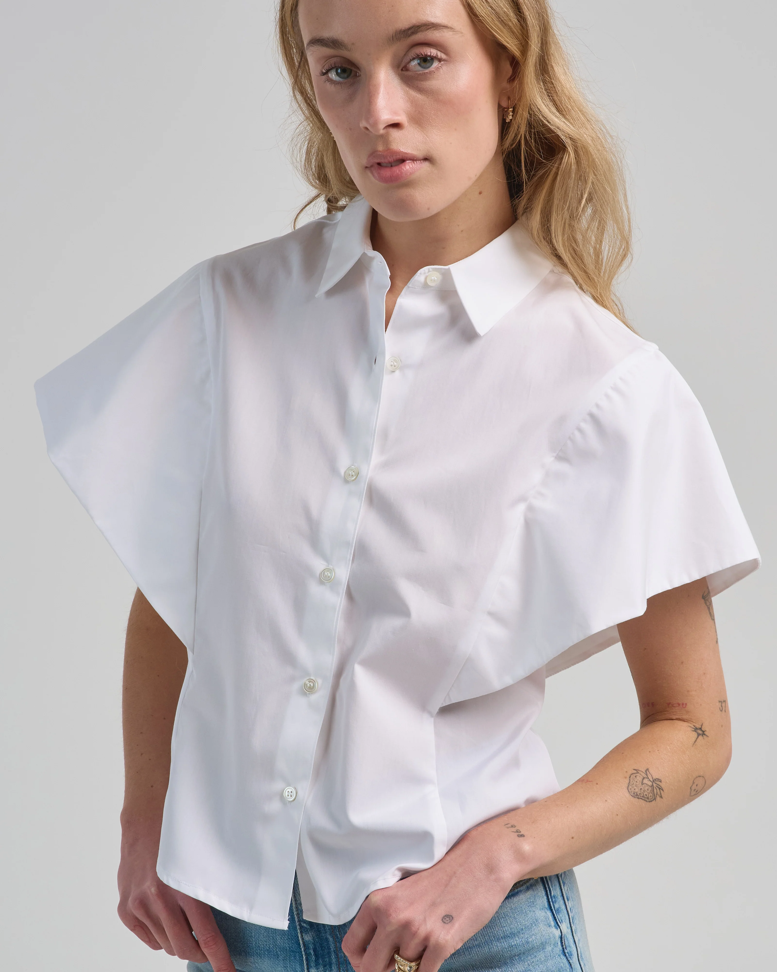 butterfly sleeve poplin top - Image 5