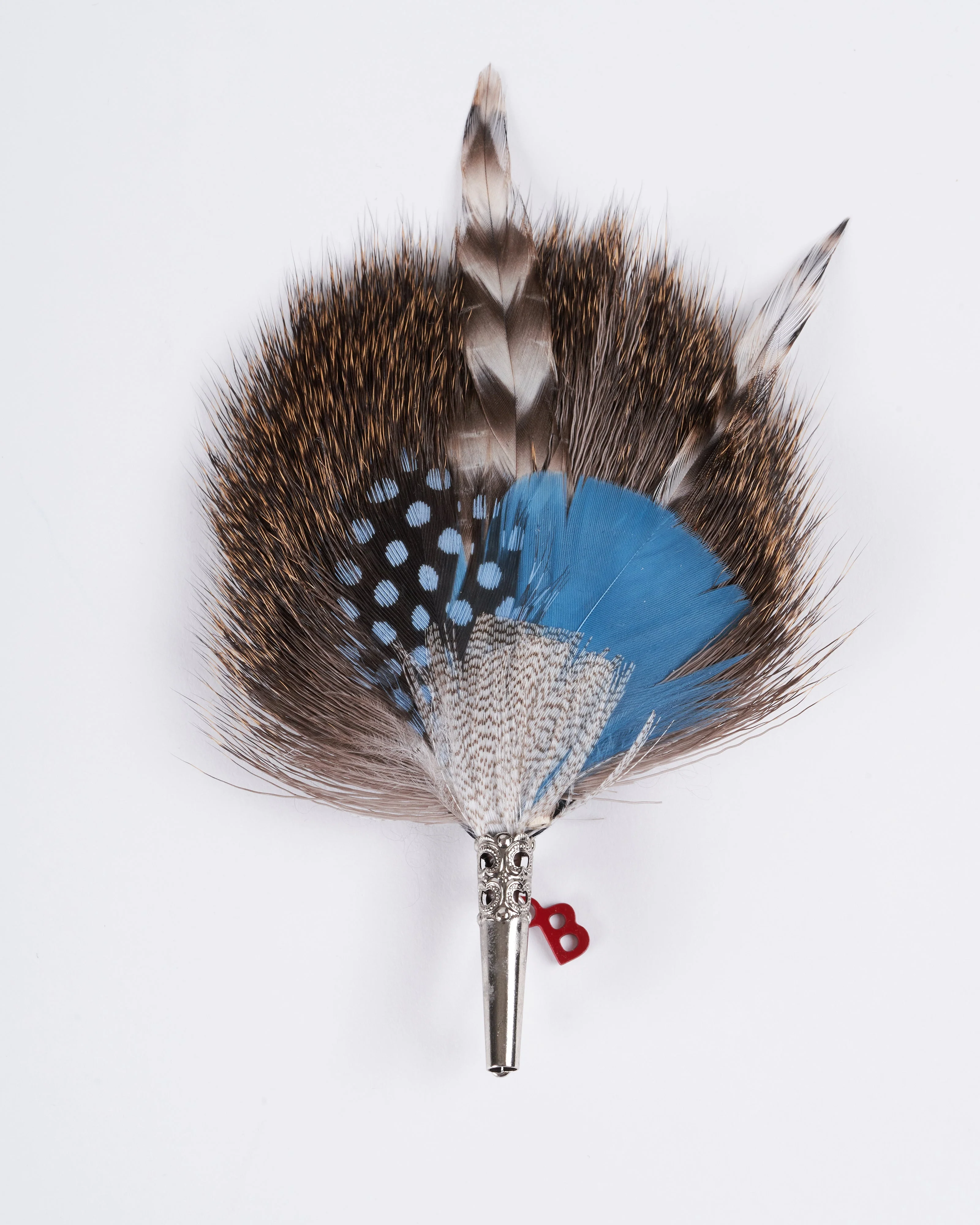 drop brooch - beige & blue
