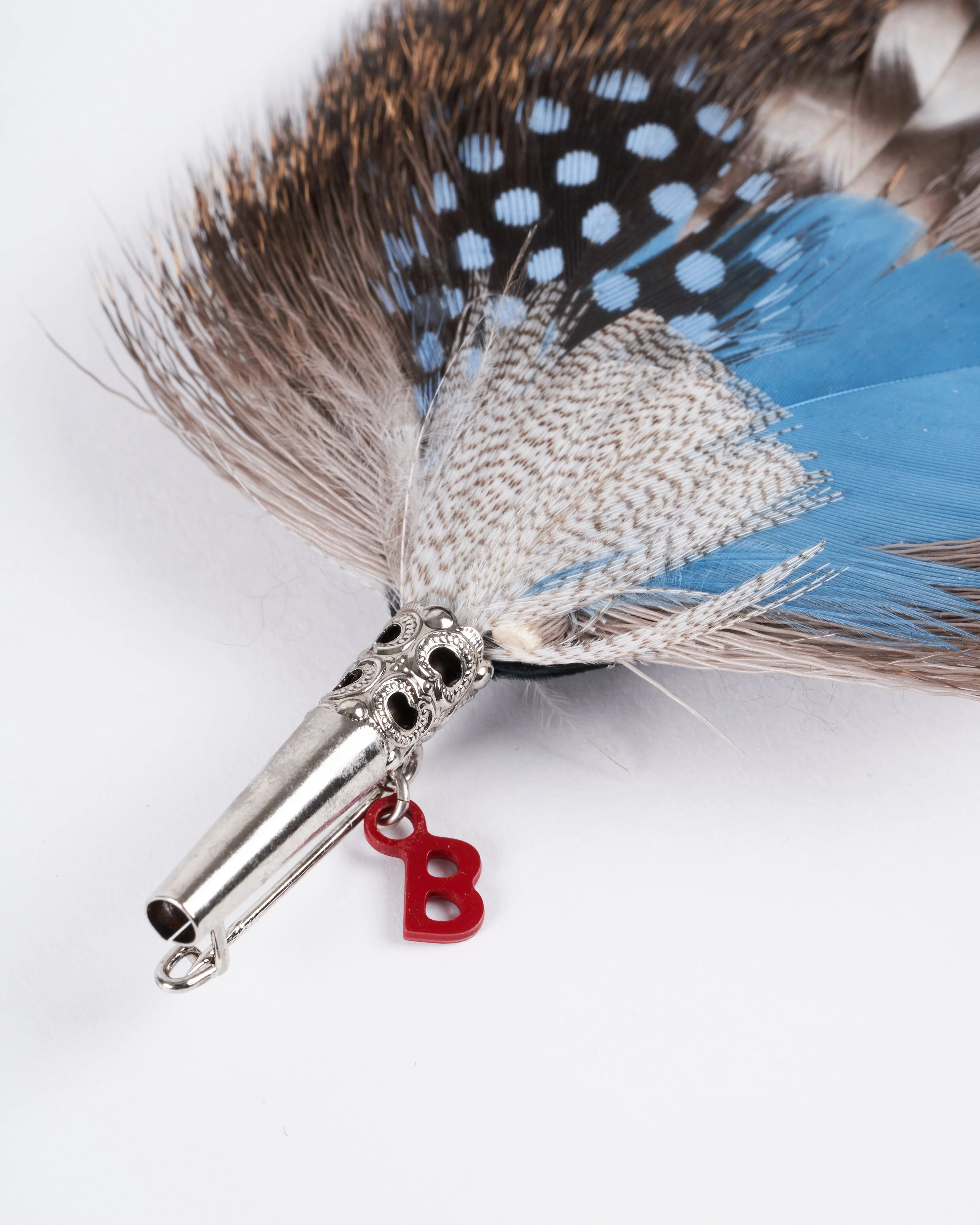 drop brooch - beige & blue - Image 2