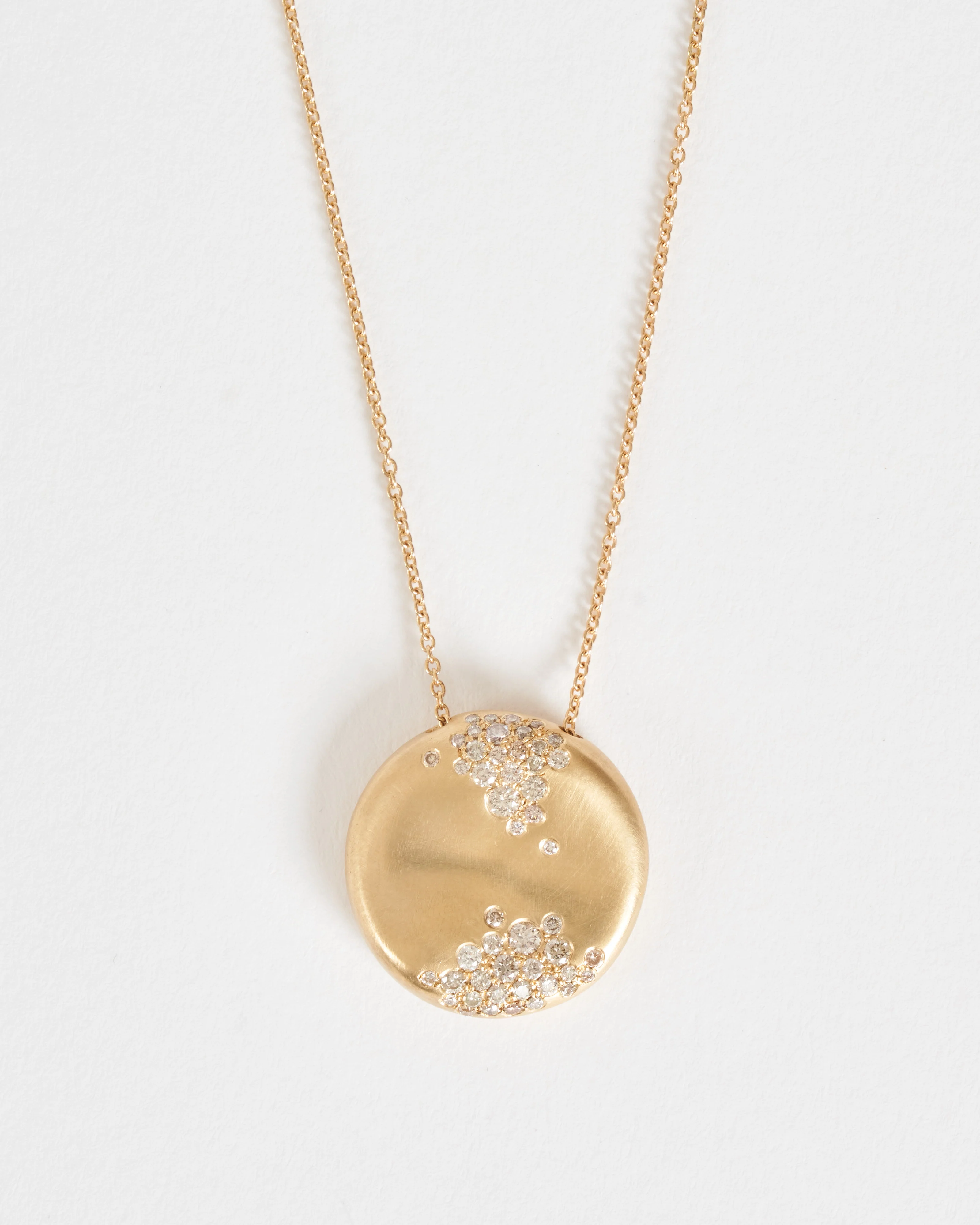 storm winter round necklace - gold/champagne diamonds - Image 3