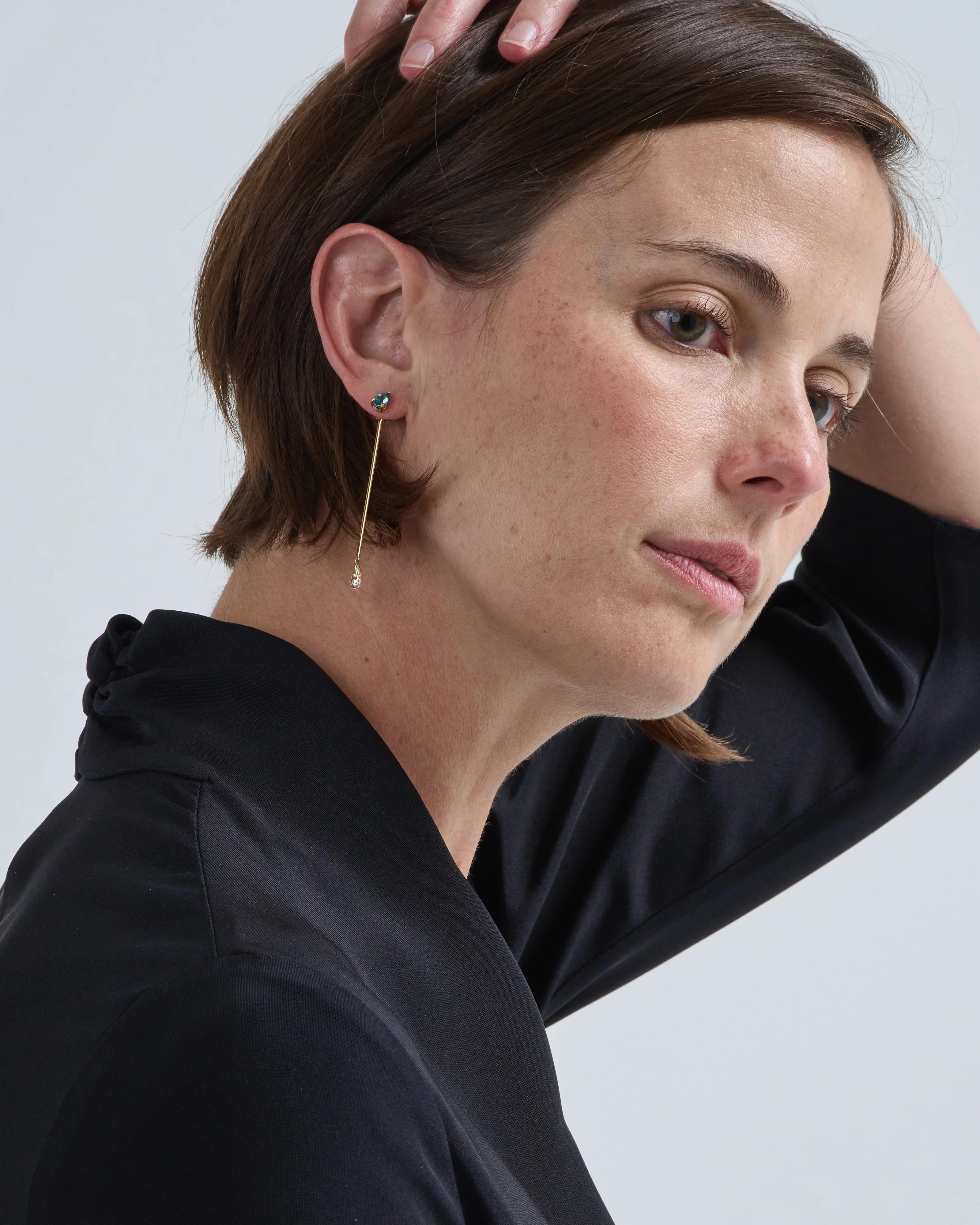 ear jacket with drop of gold - Image 2