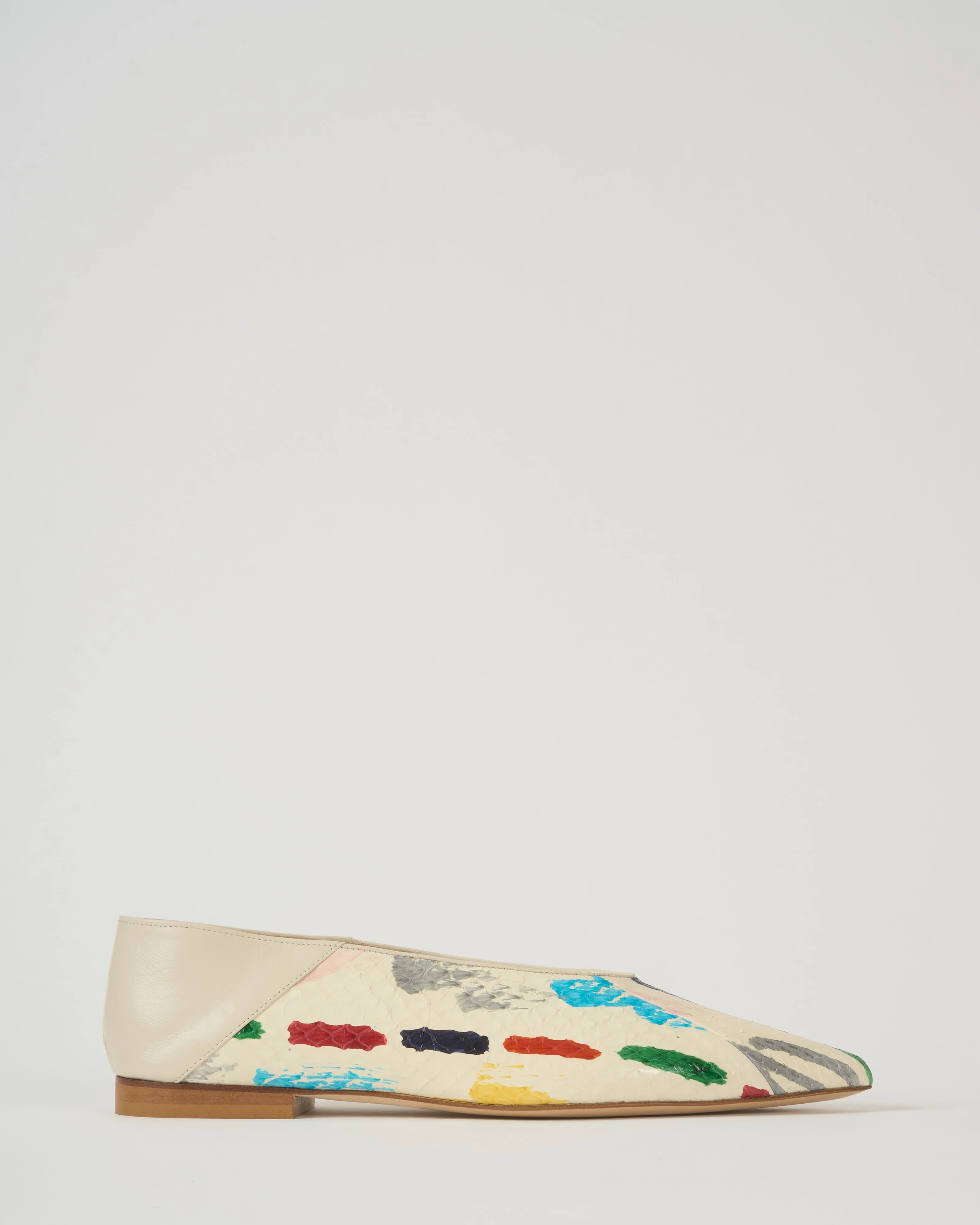pointed toe snake and nappa flats