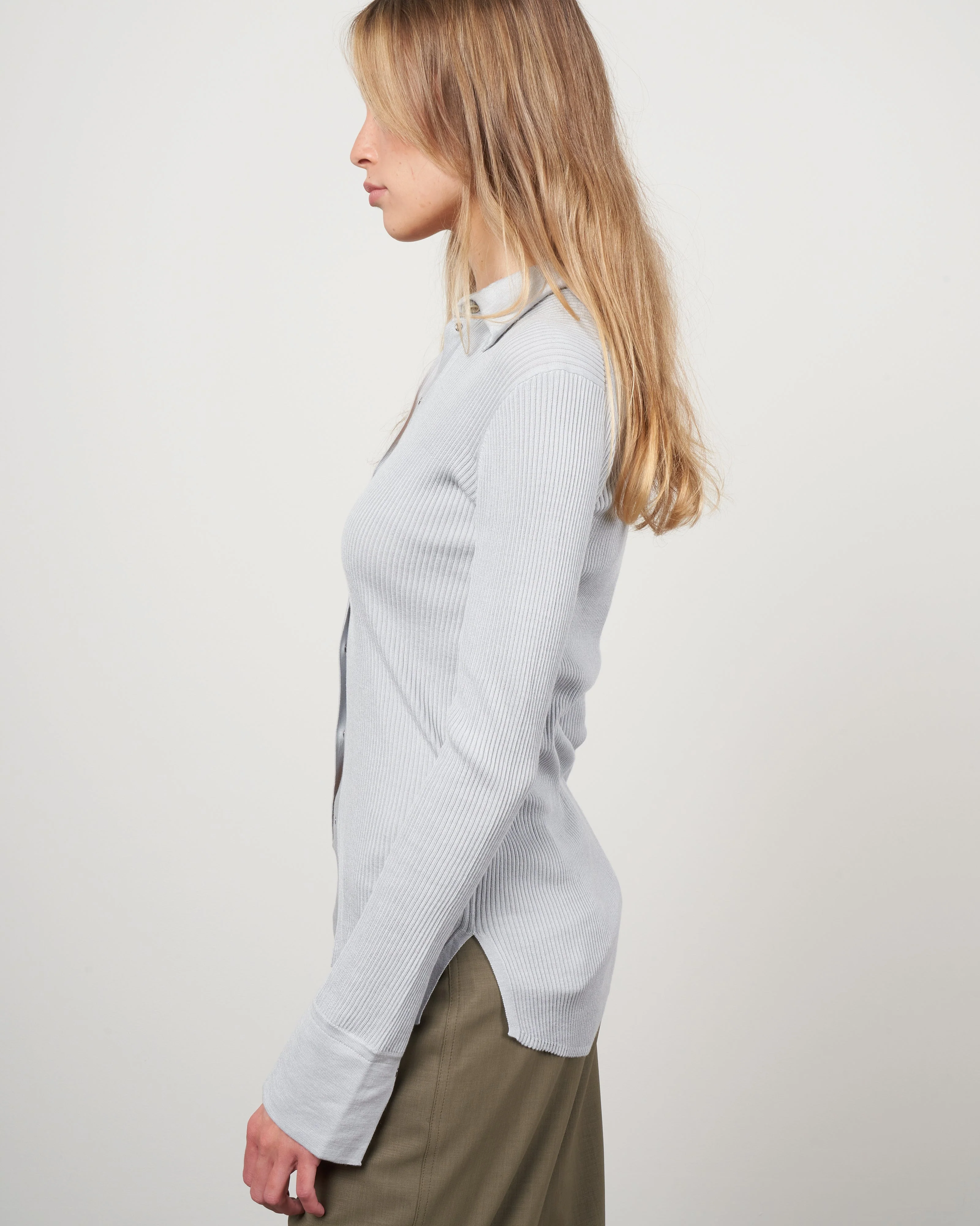 elise ribstitch shirt - icy blue - Image 3