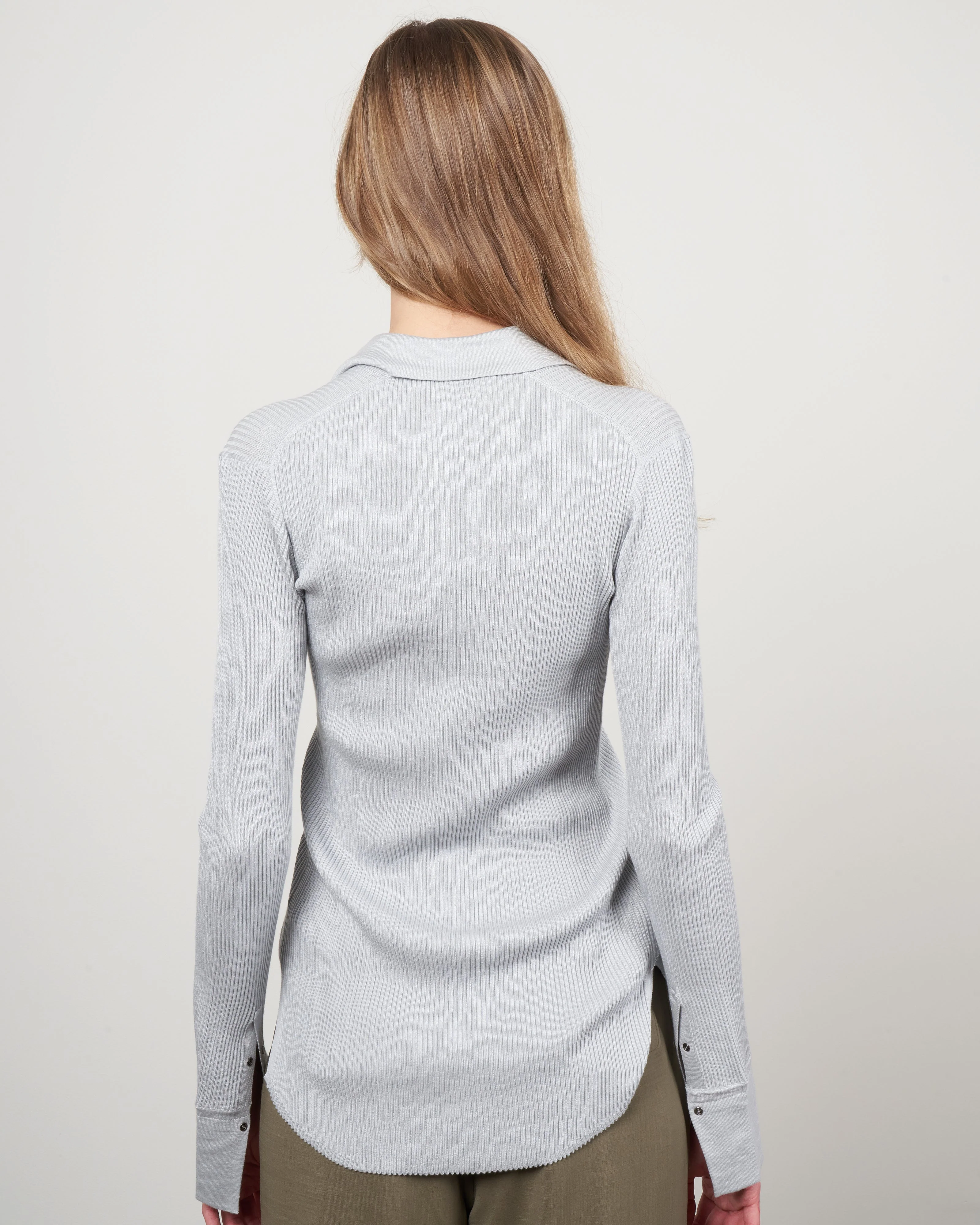 elise ribstitch shirt - icy blue - Image 4
