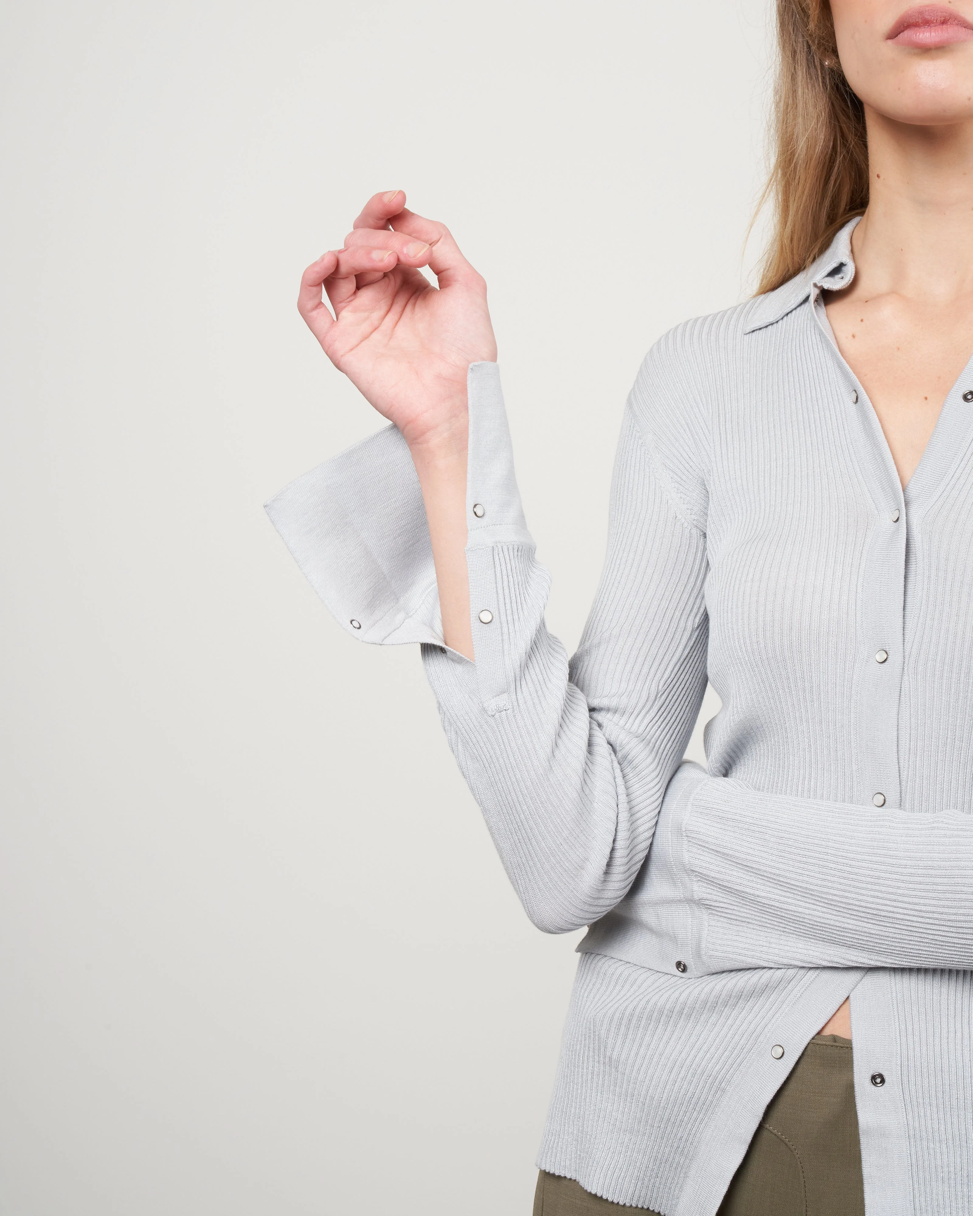 elise ribstitch shirt - icy blue - Image 5