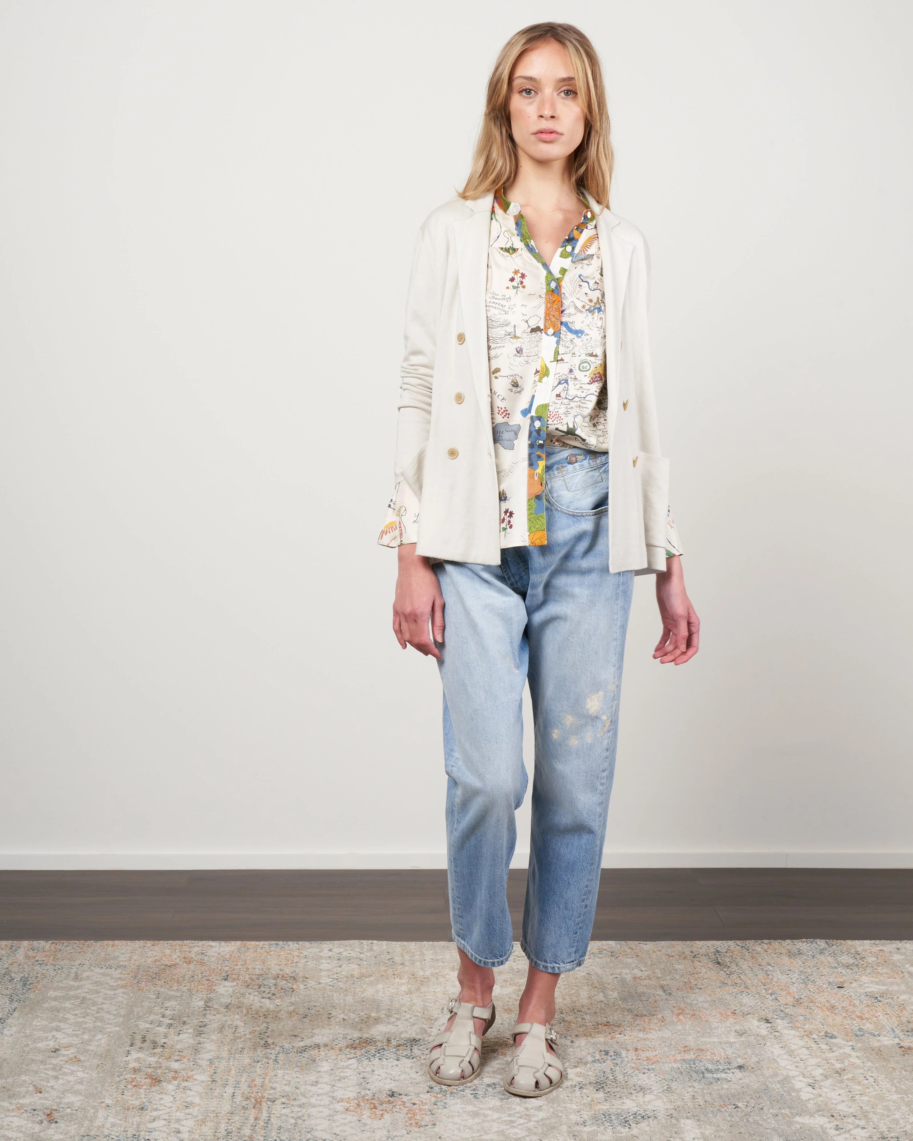 justine cardigan - stone with white dots - Image 2