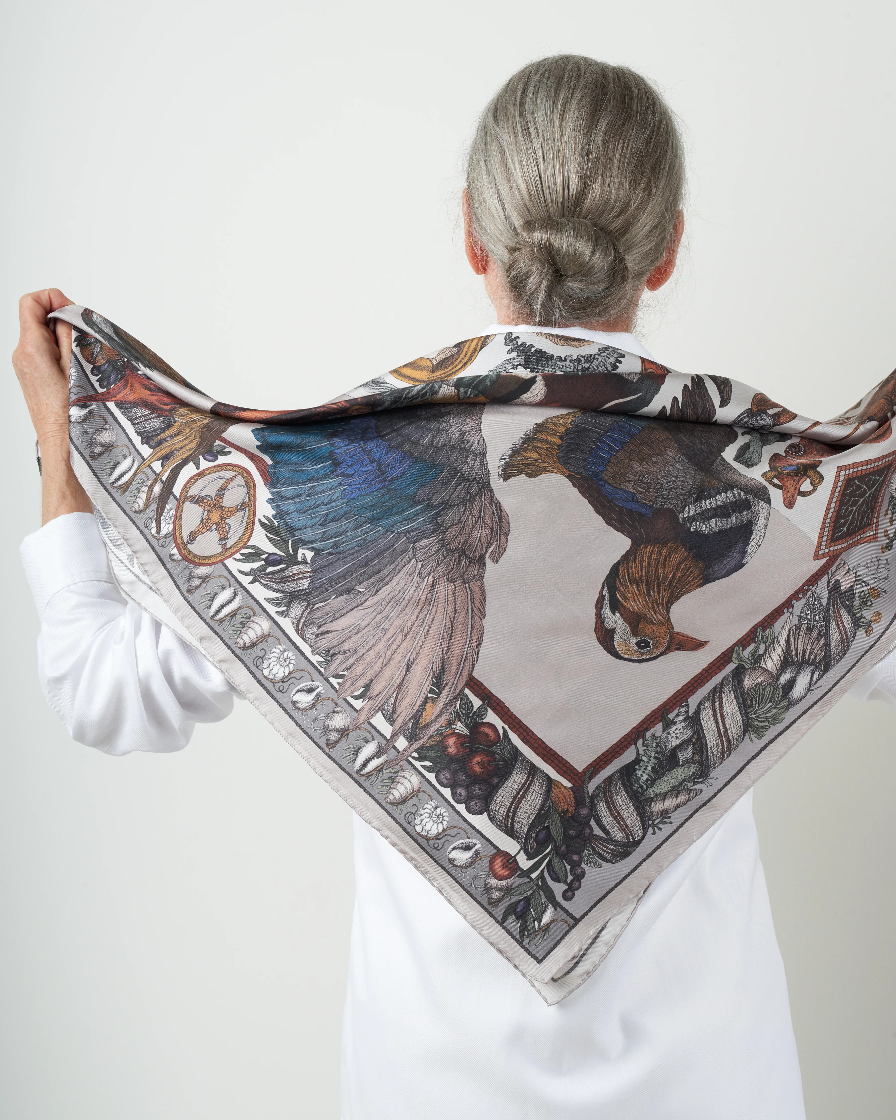 neptune's riches small silk twill scarf - marble - Image 3