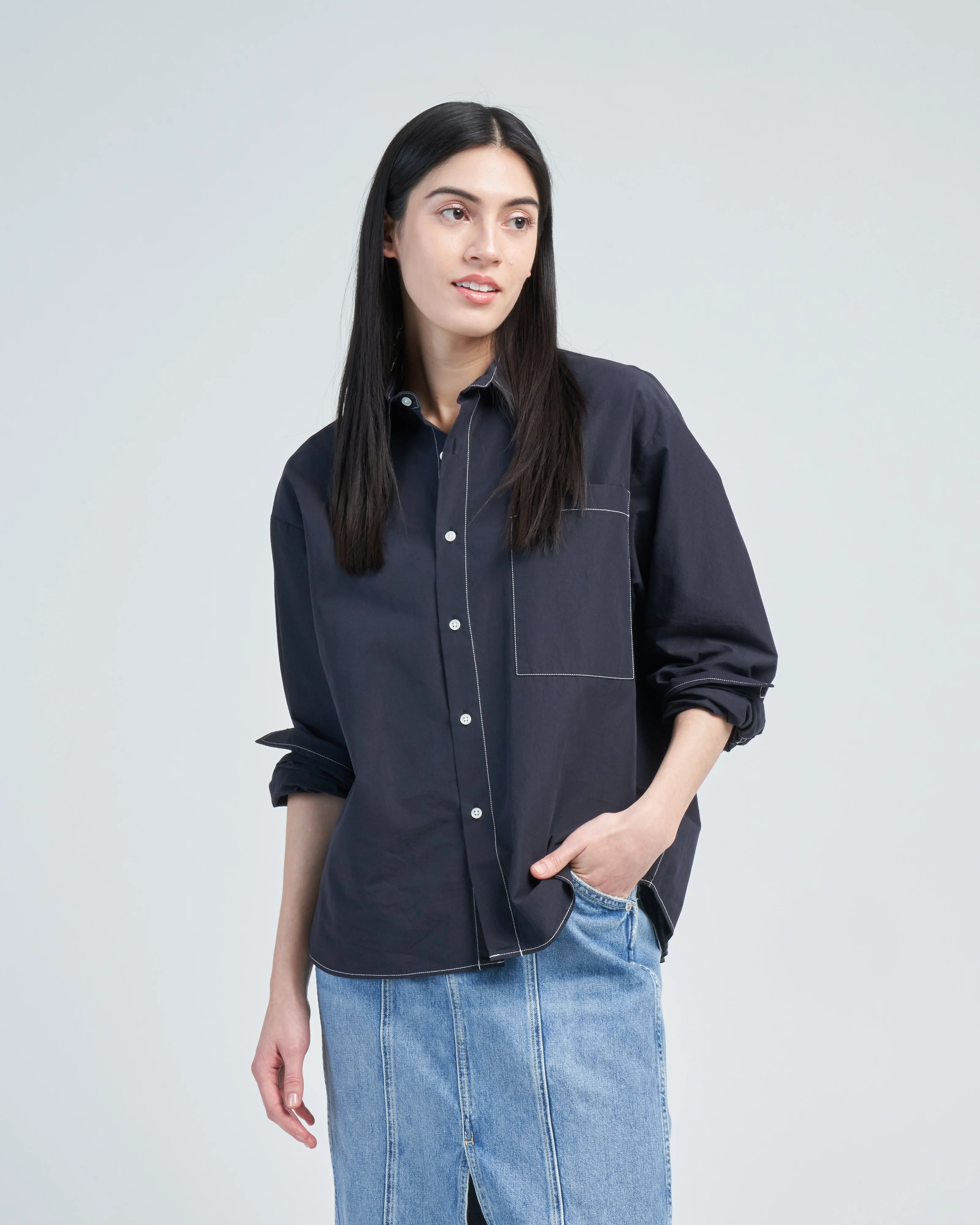contrast stitch top