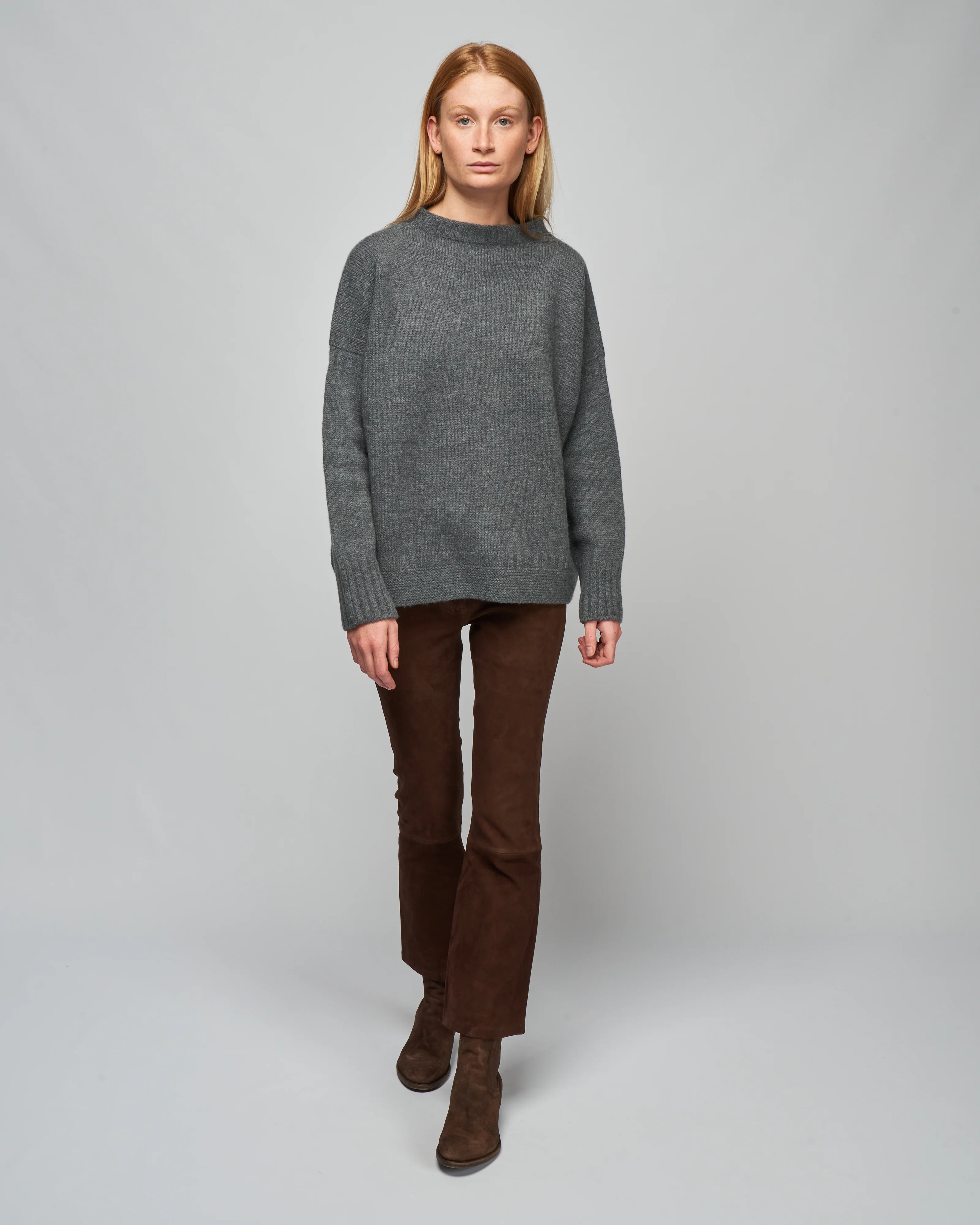 flat knit low gauge sweater - grey - Image 2