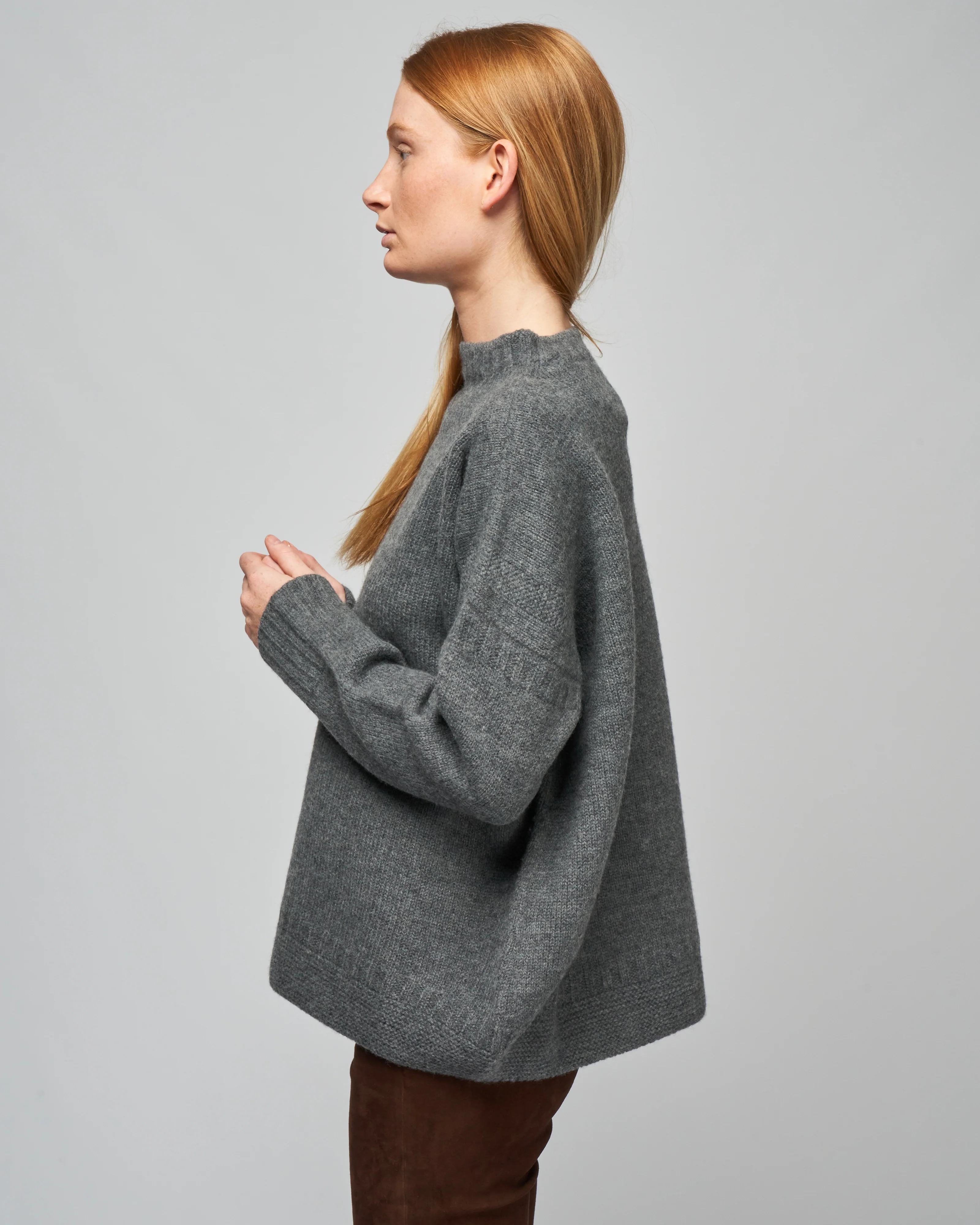 flat knit low gauge sweater - grey - Image 3