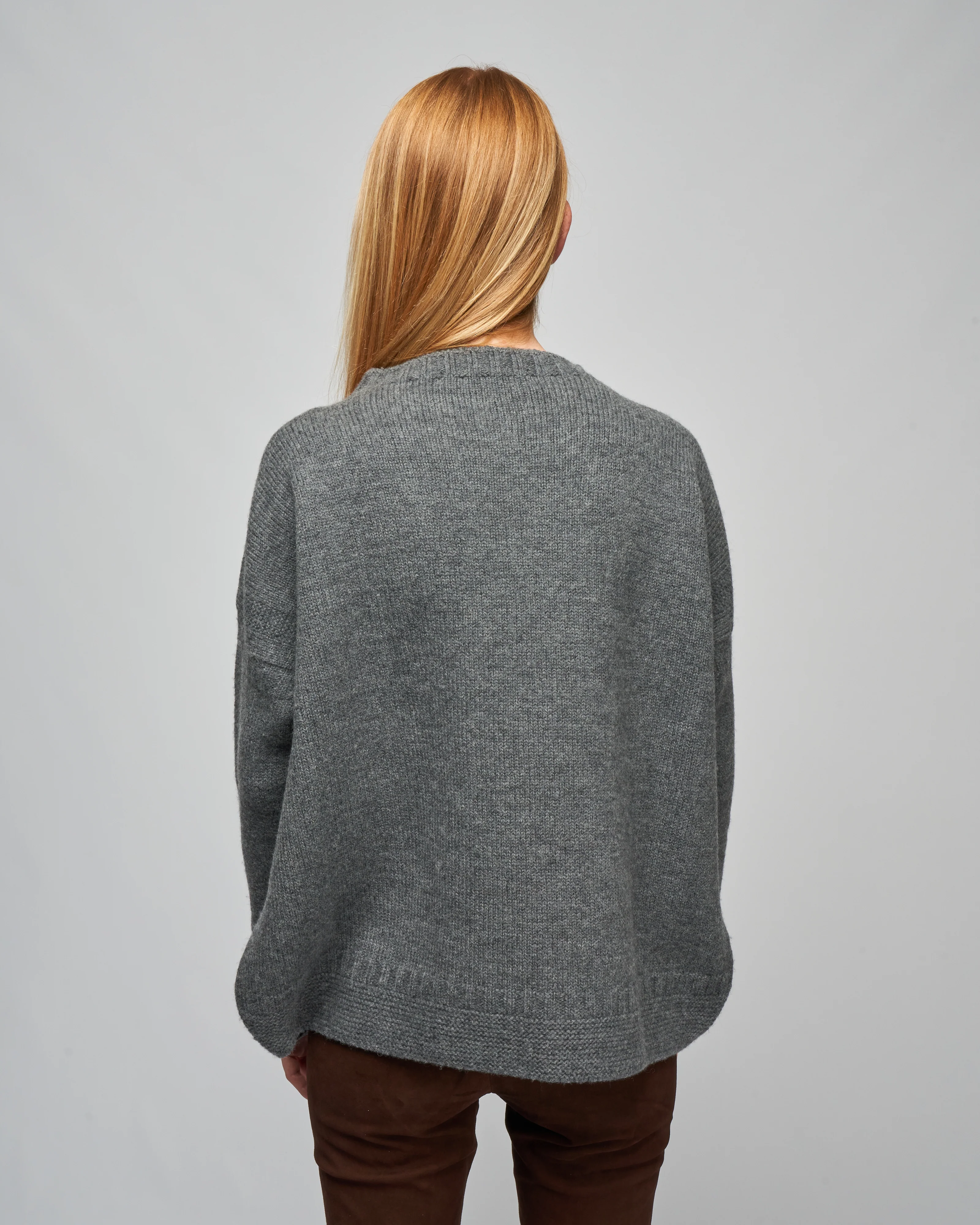 flat knit low gauge sweater - grey - Image 4