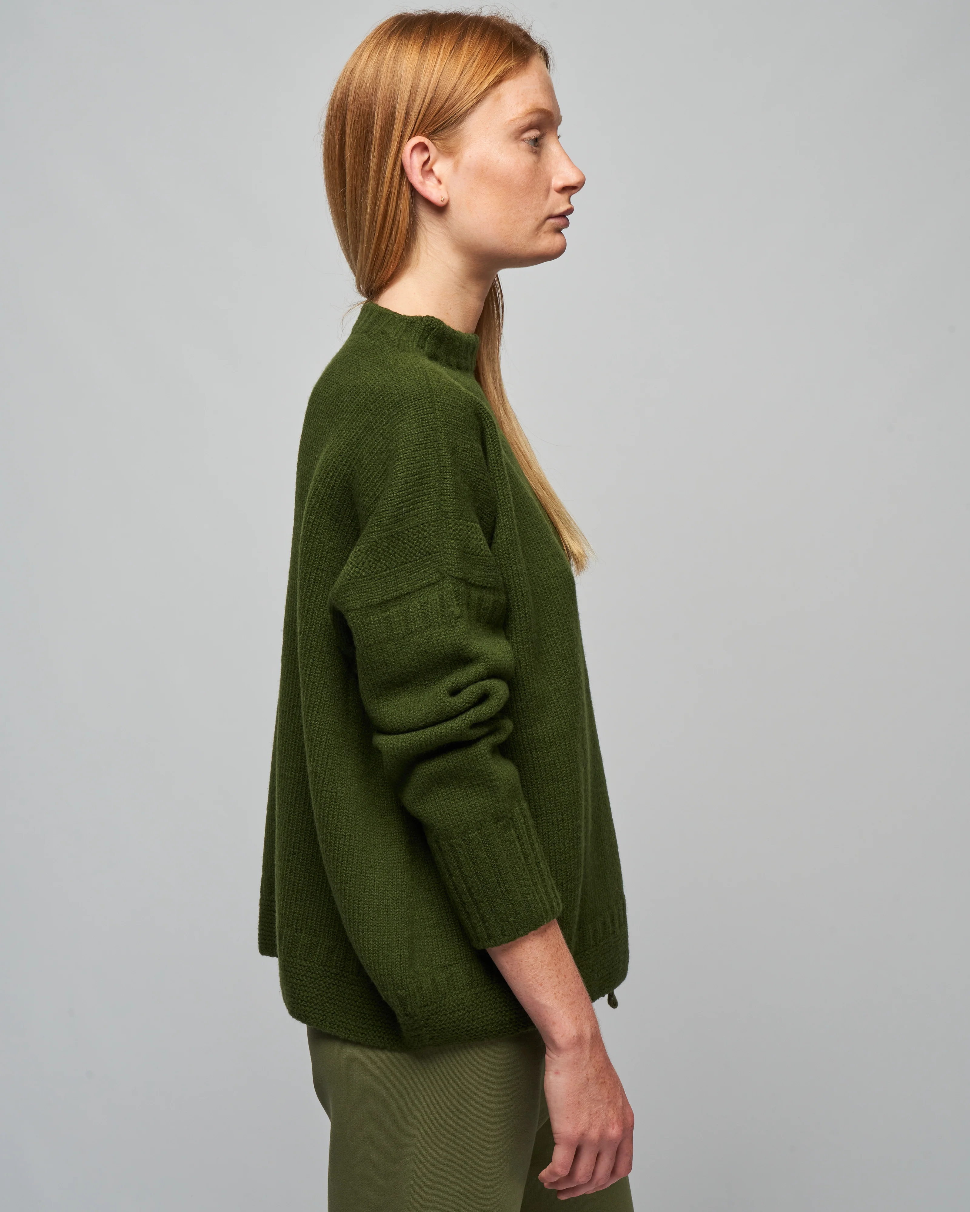 flat knit low gauge sweater - khaki - Image 3