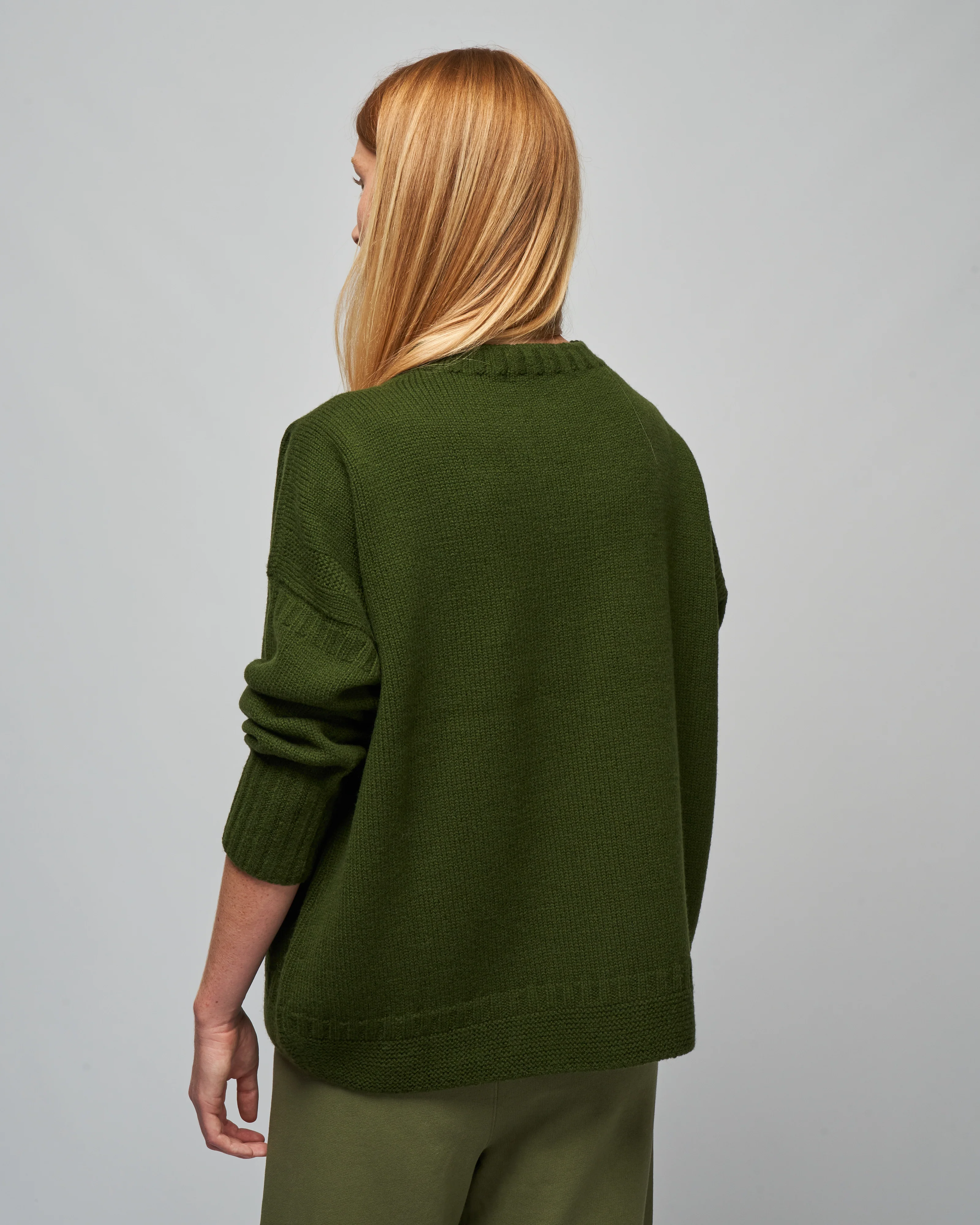 flat knit low gauge sweater - khaki - Image 4