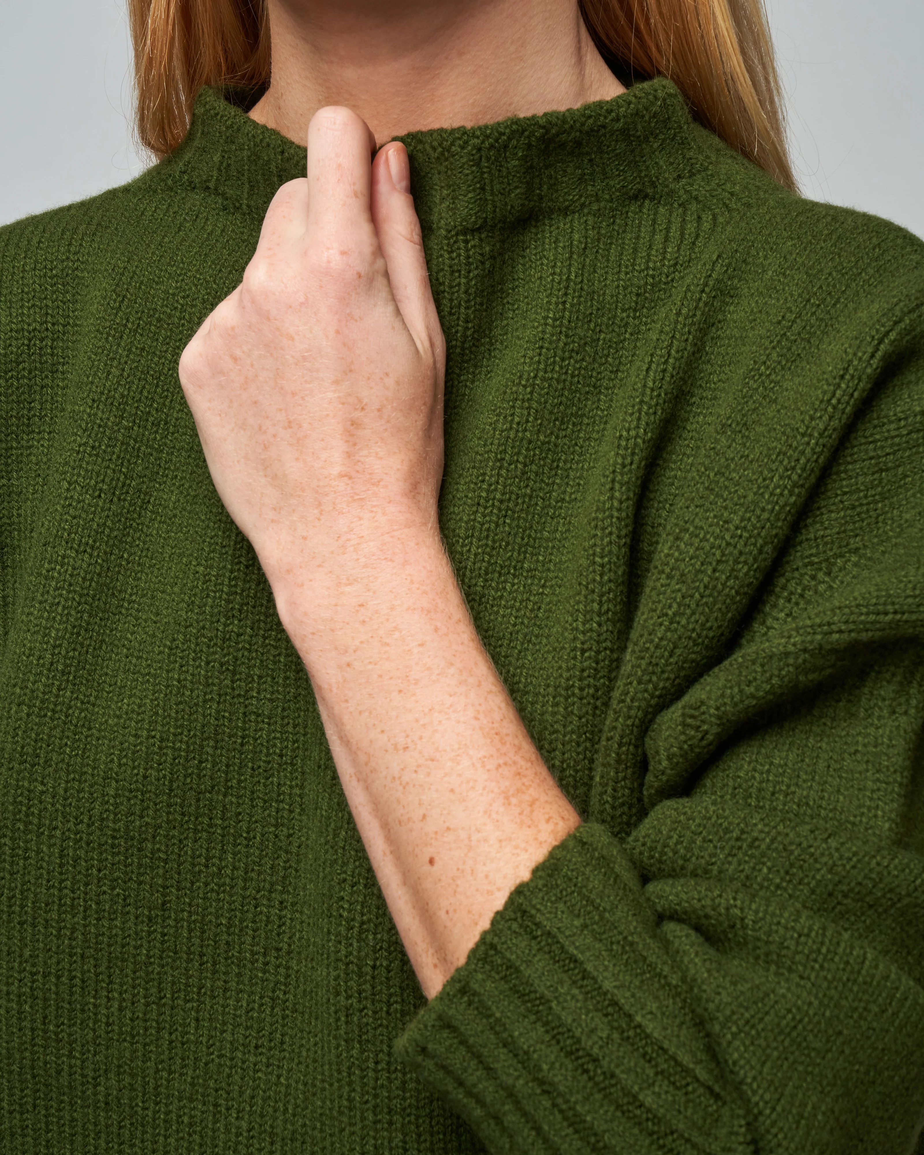 flat knit low gauge sweater - khaki - Image 5