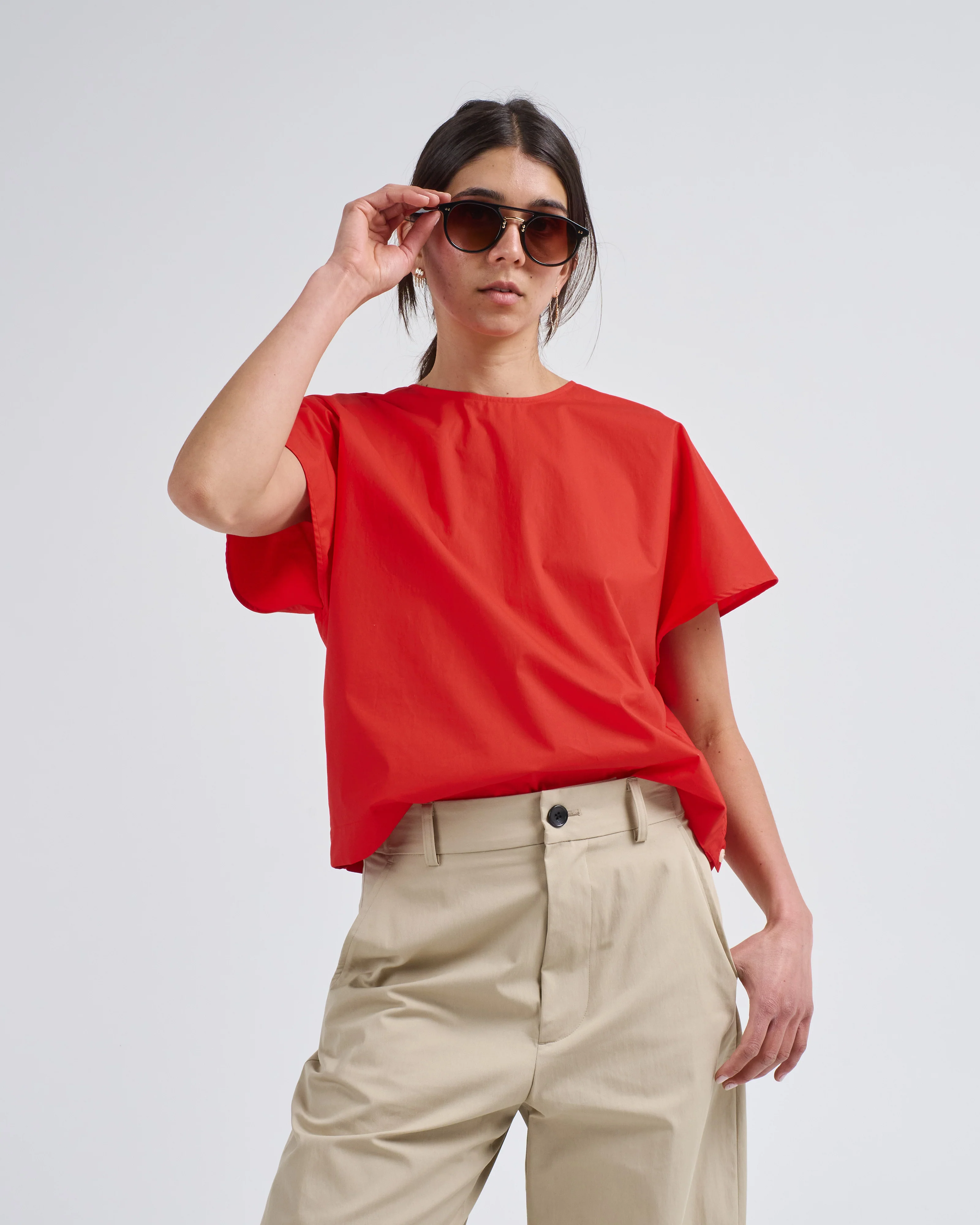 poplin capsleeve top