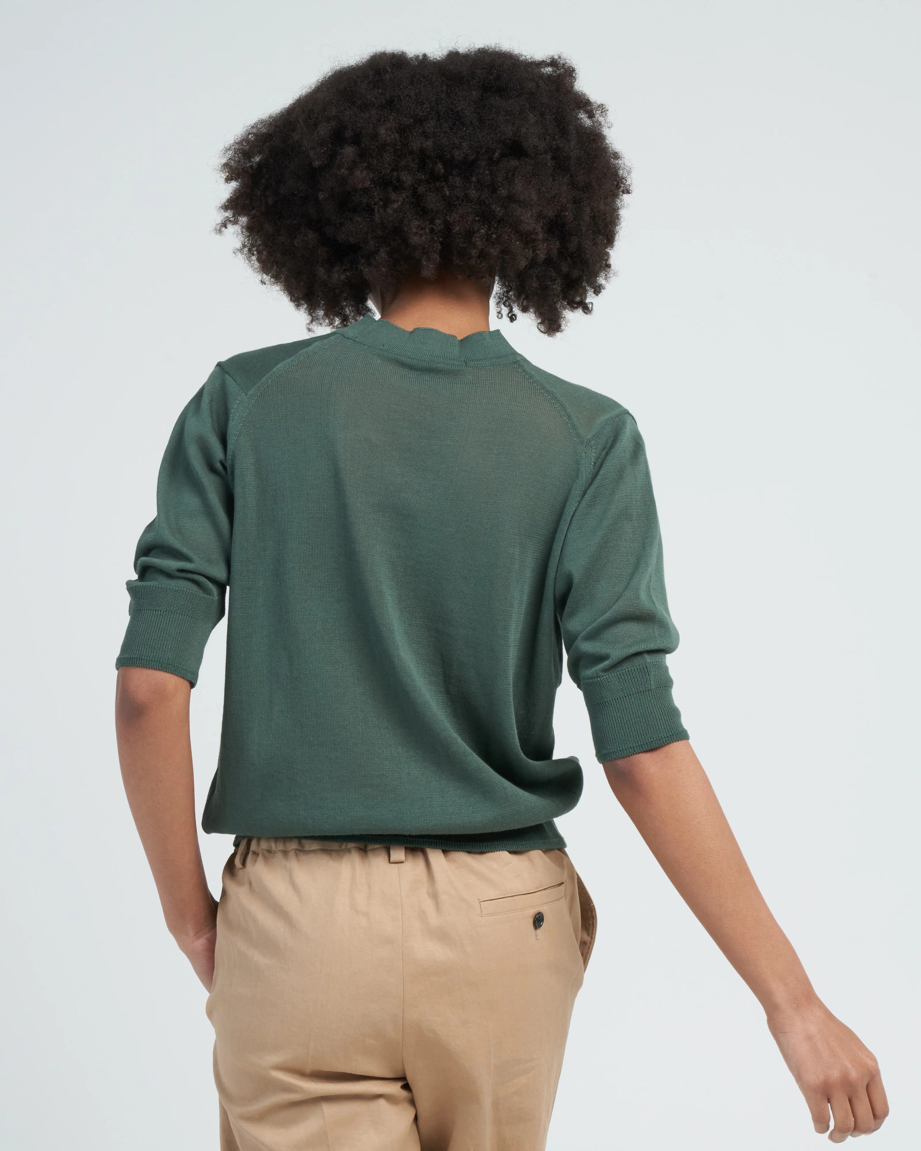short sleeve cardigan - green - Image 4