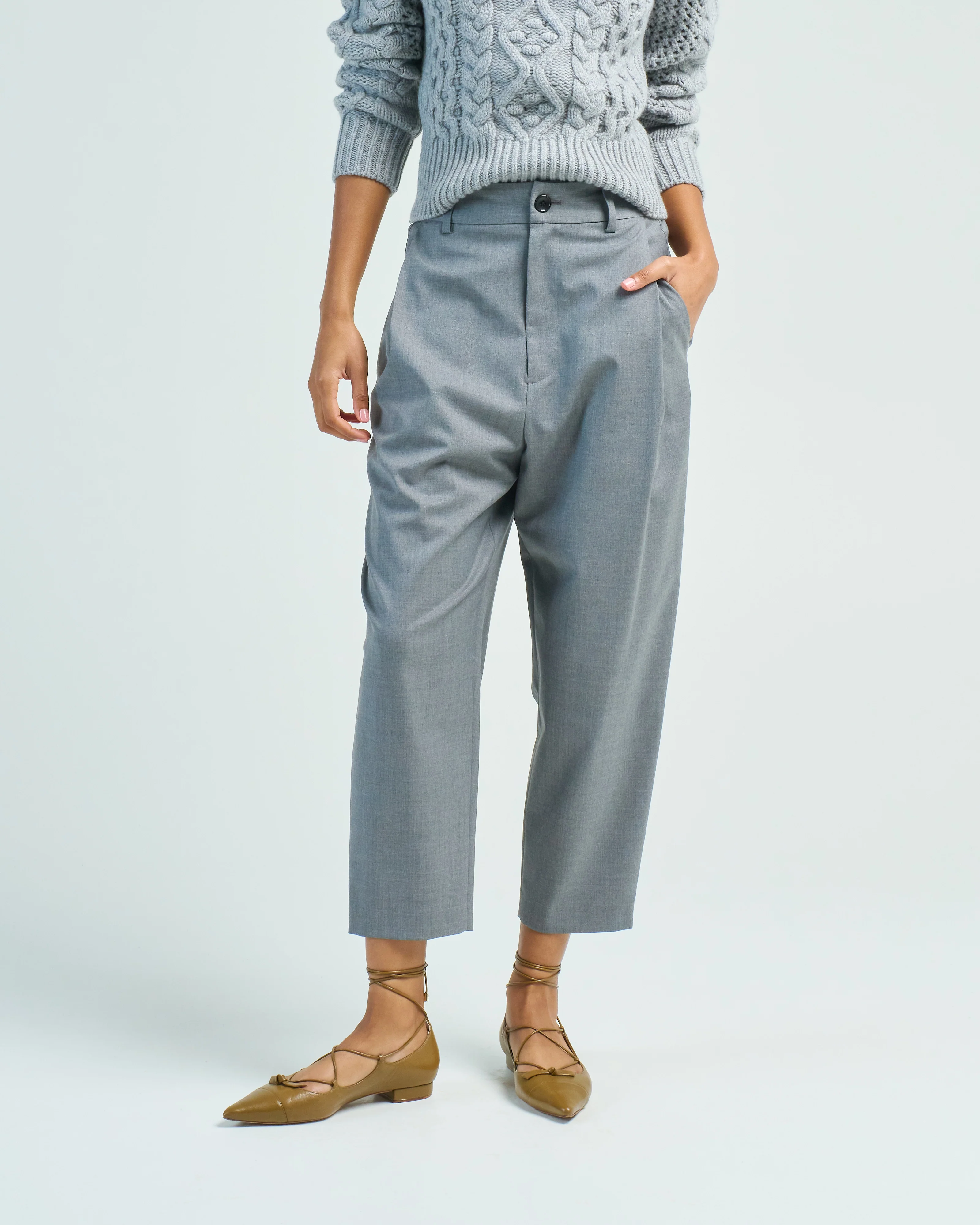 stretch wool side pleat pant - Image 2