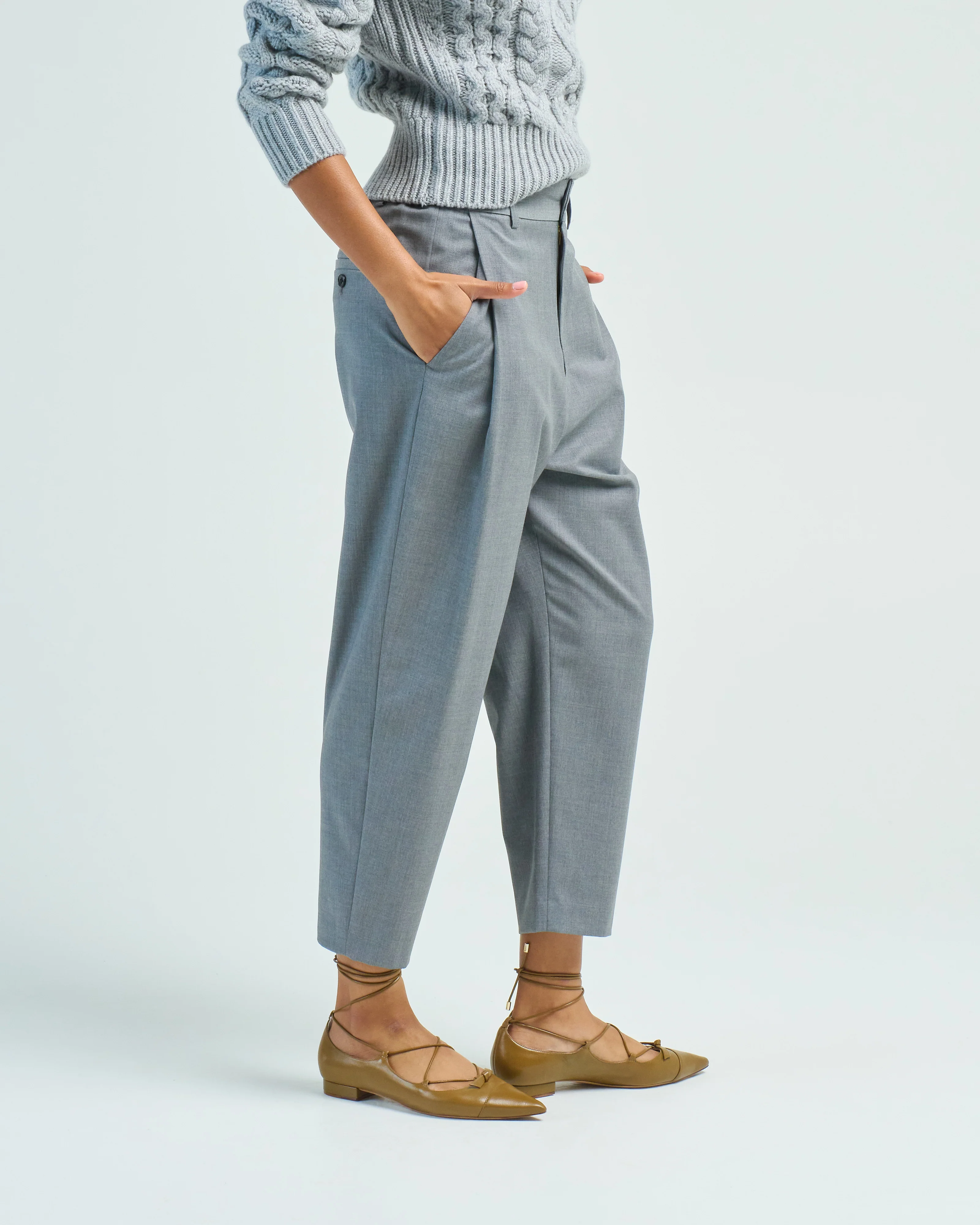 stretch wool side pleat pant - Image 3