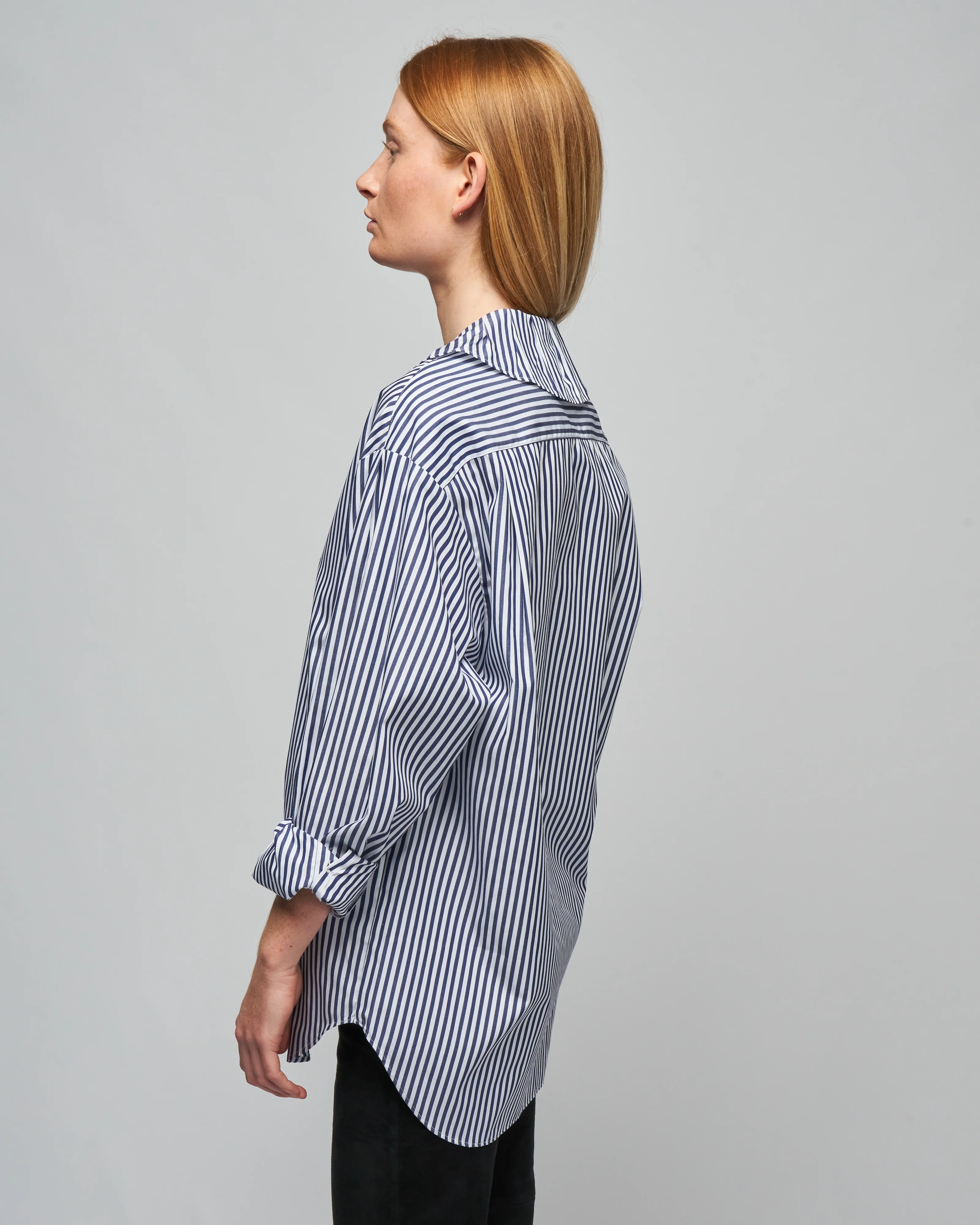 stripe ruffle collar - white navy - Image 3