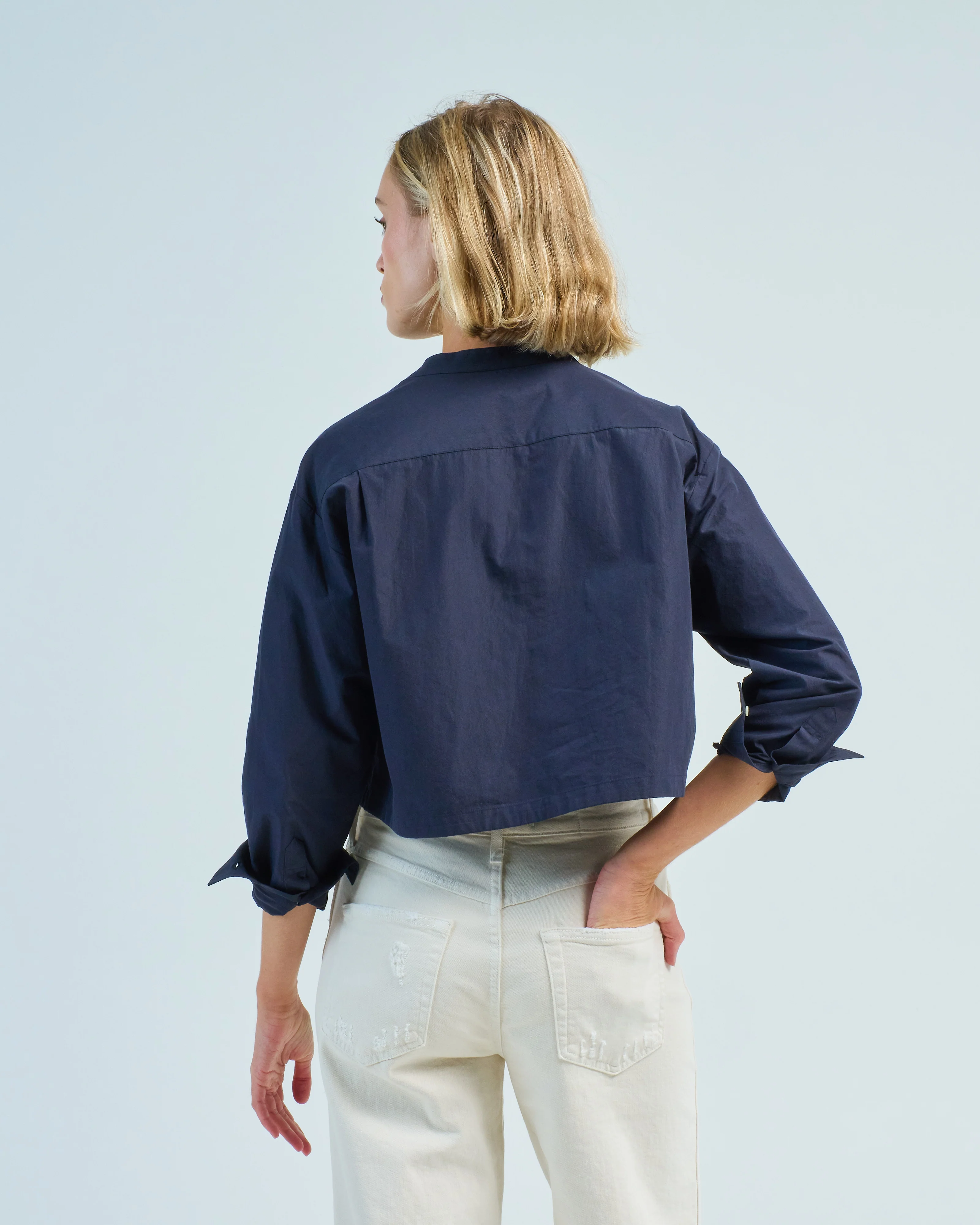 washed cotton drawstring top - Image 3
