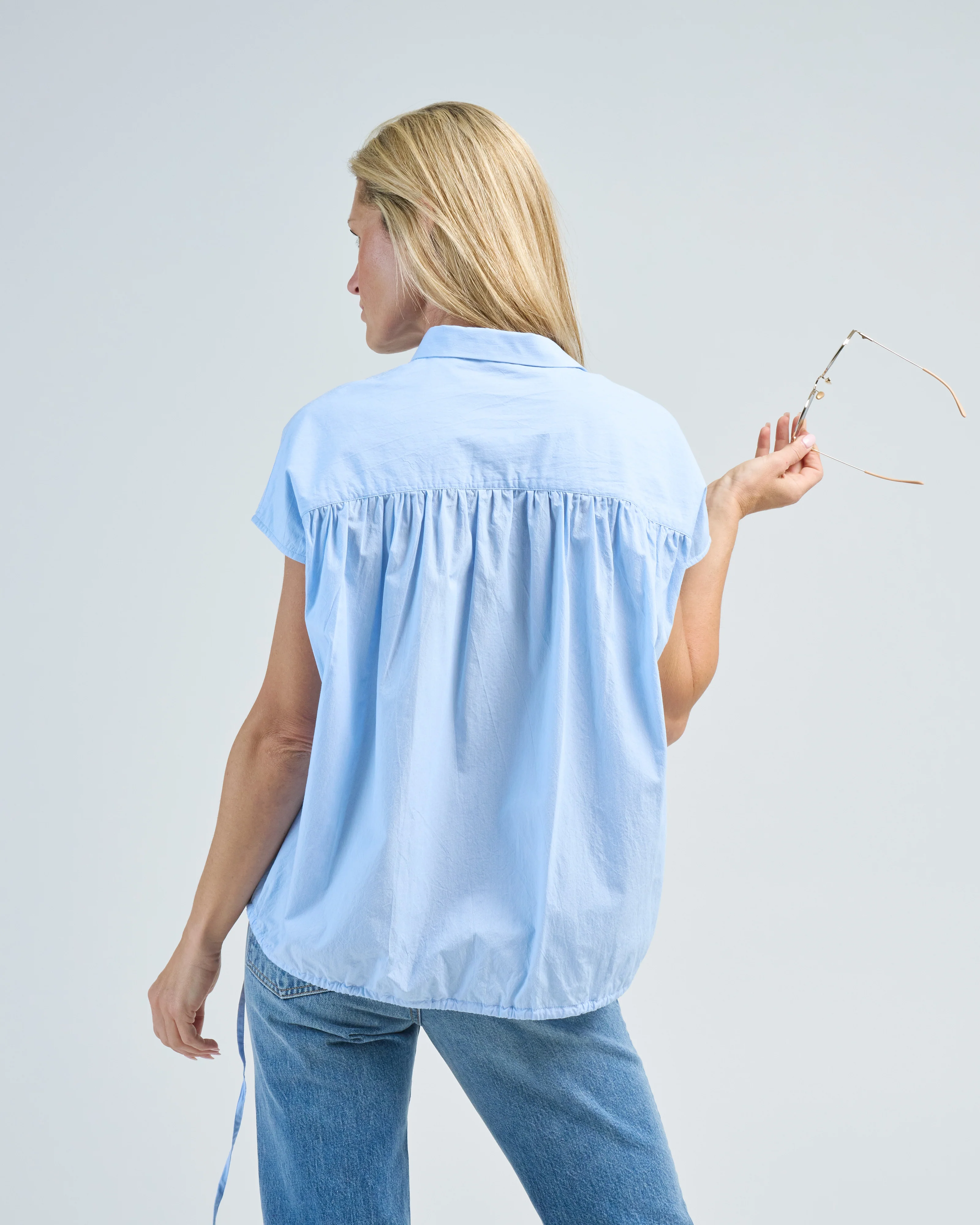 washed cotton drawstring top - Image 5