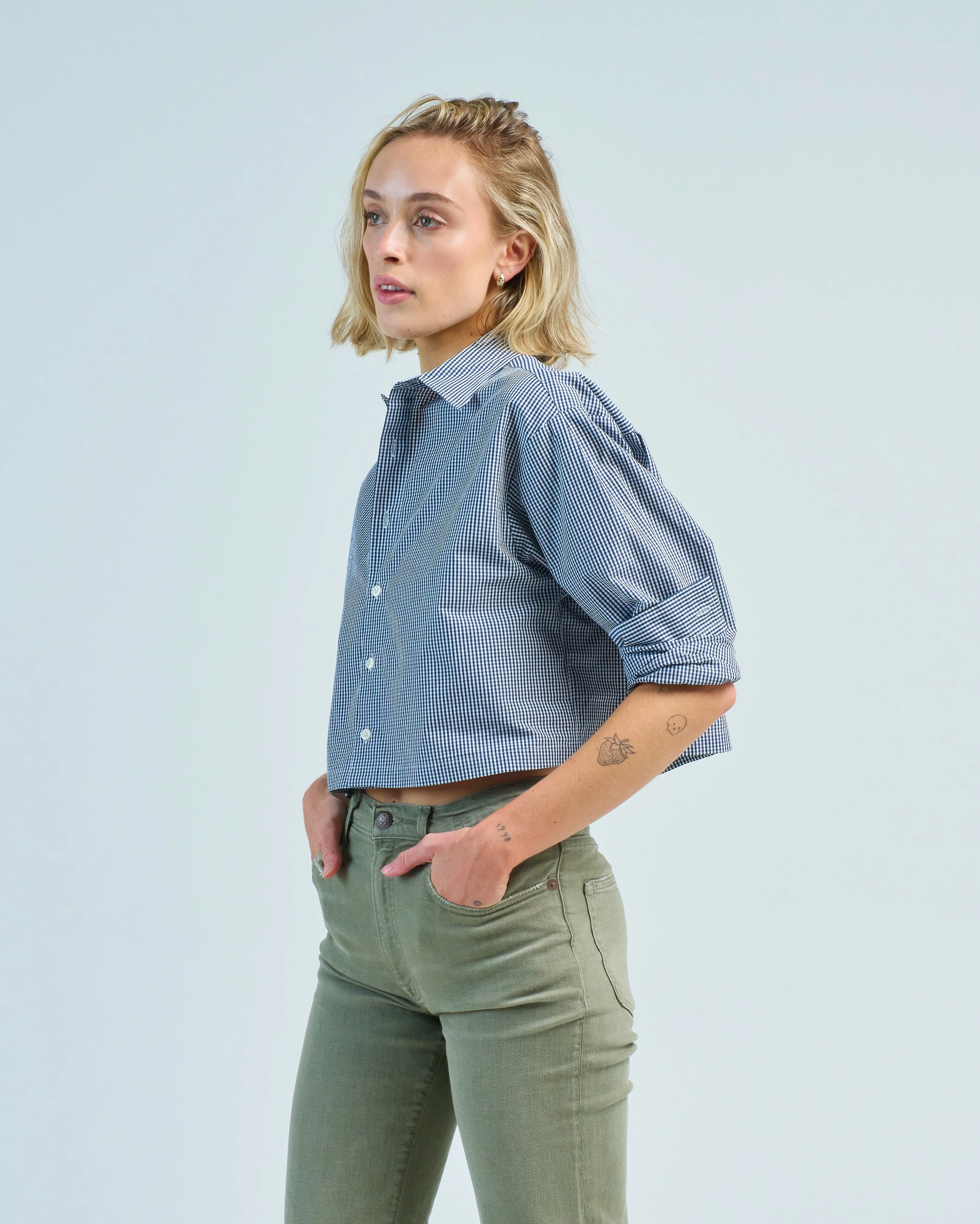 washed cotton short button down - Image 3