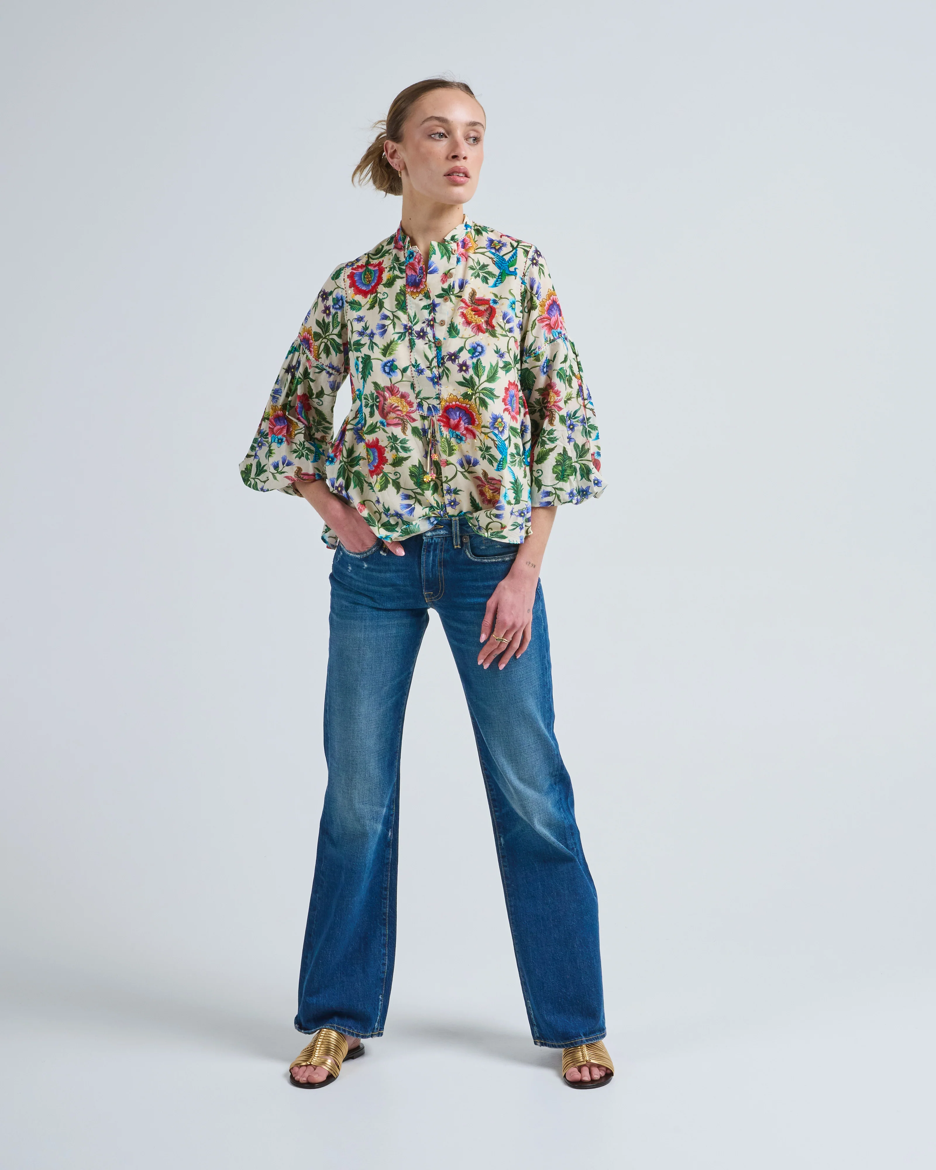 cream floral top - Image 2