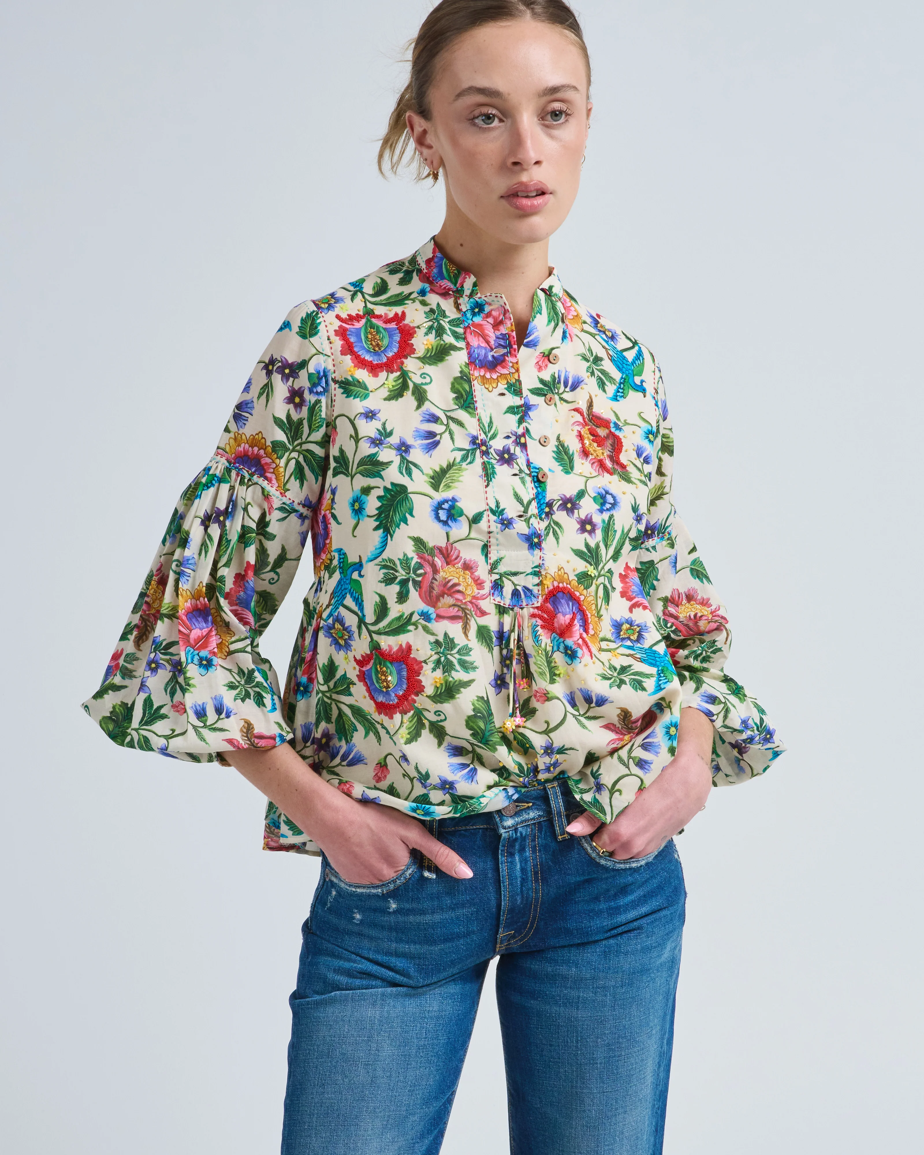 cream floral top - Image 3
