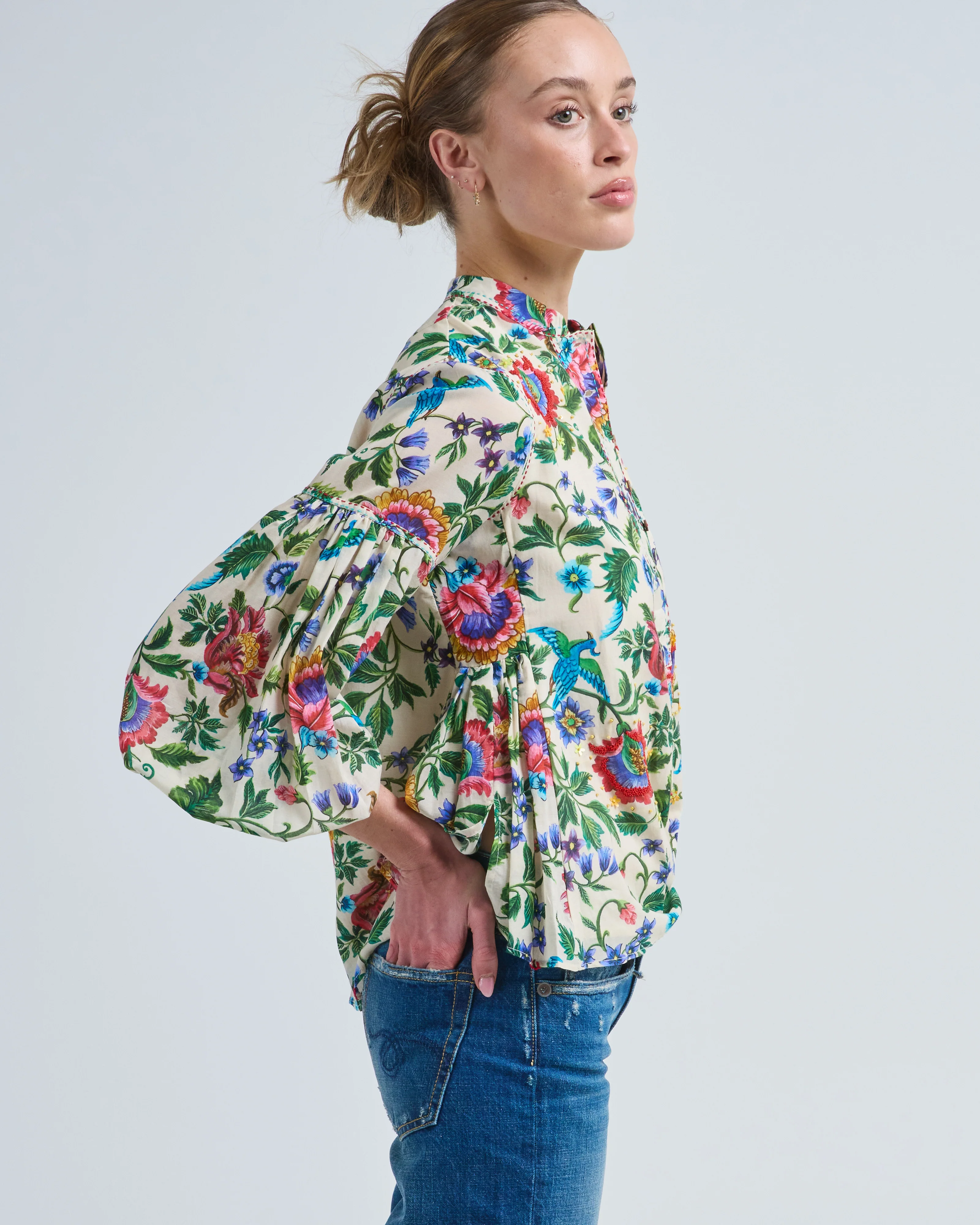 cream floral top - Image 4