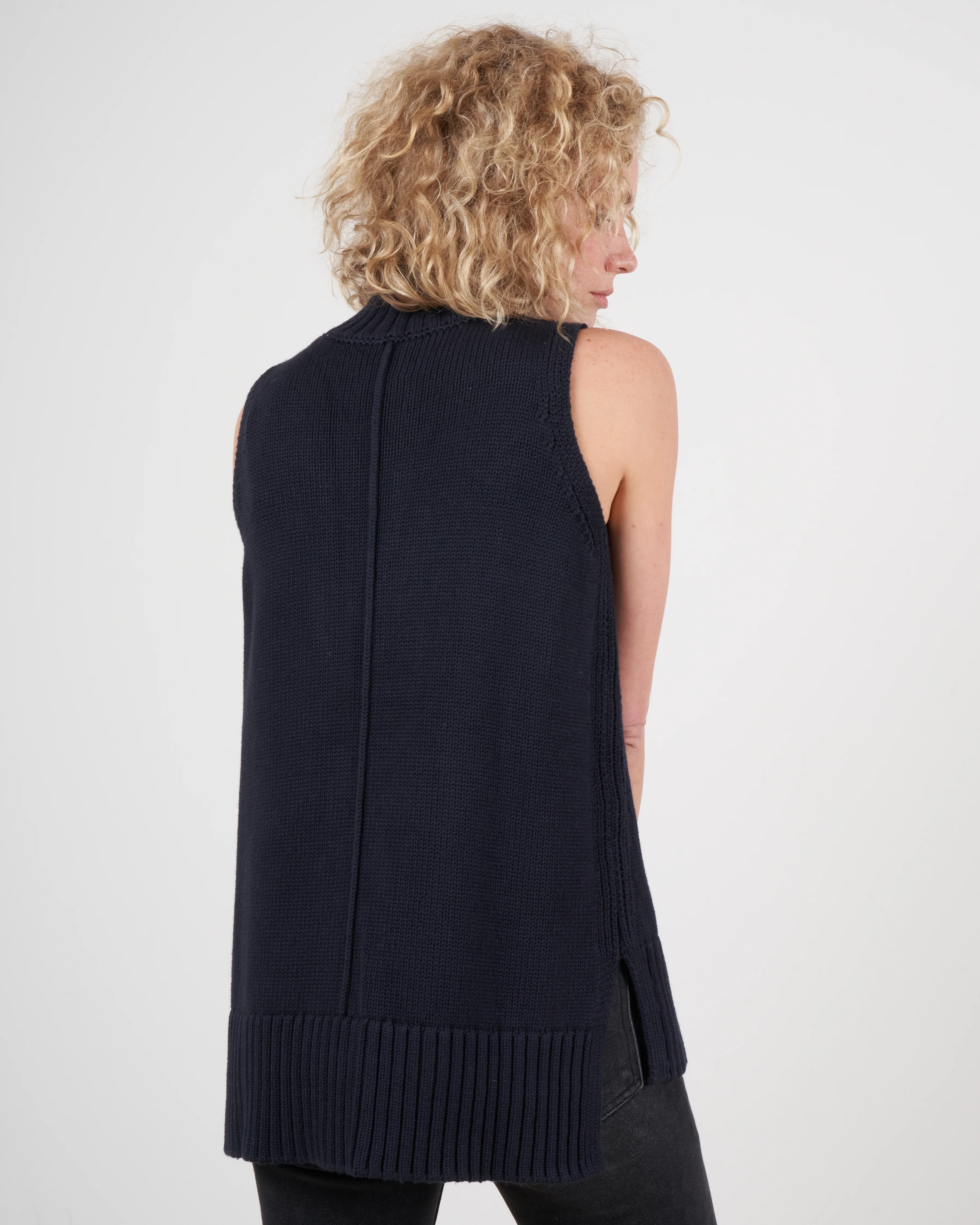 anna sleeveless turtleneck - navy - Image 3
