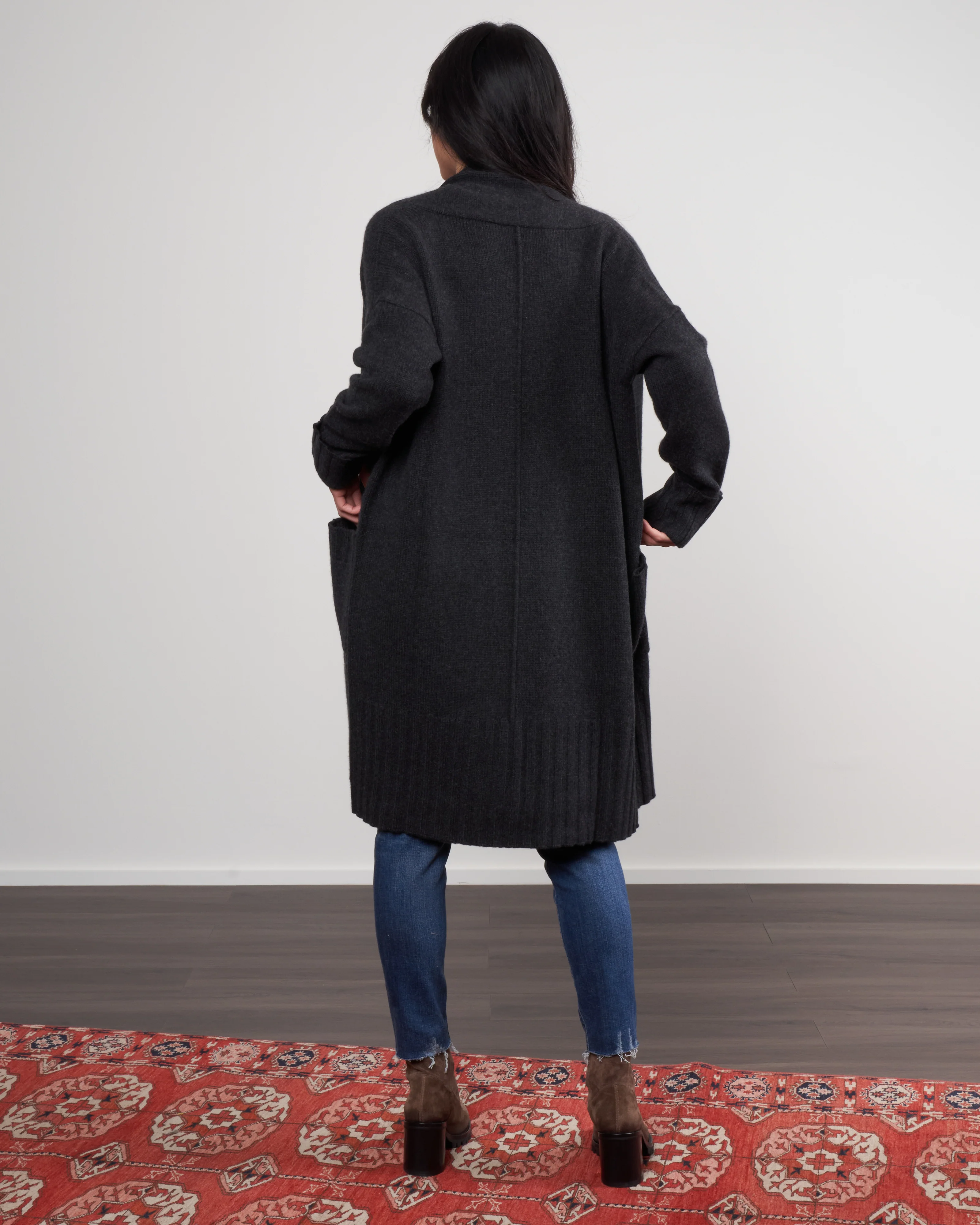 long cardigan coat - charcoal - Image 3