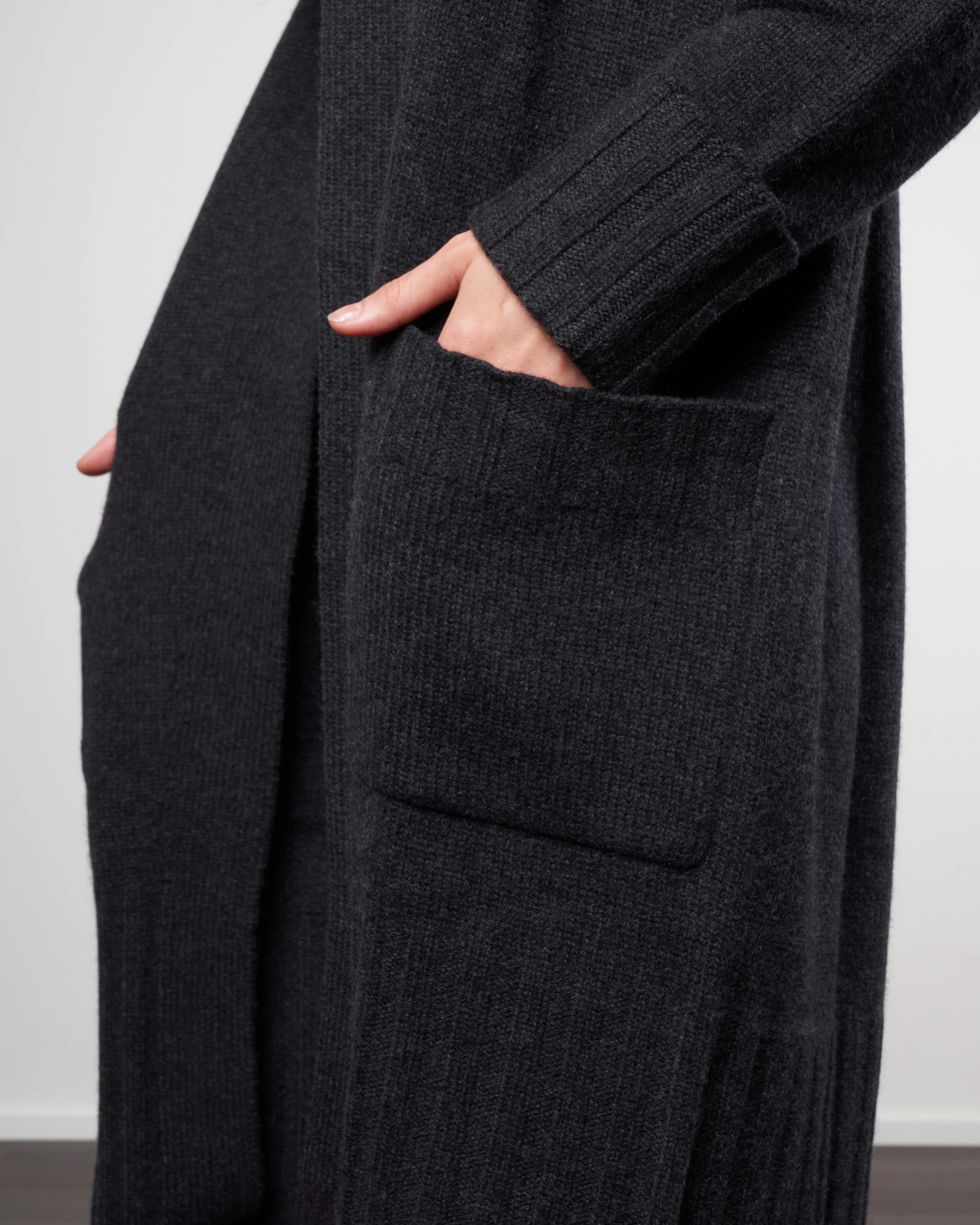long cardigan coat - charcoal - Image 4