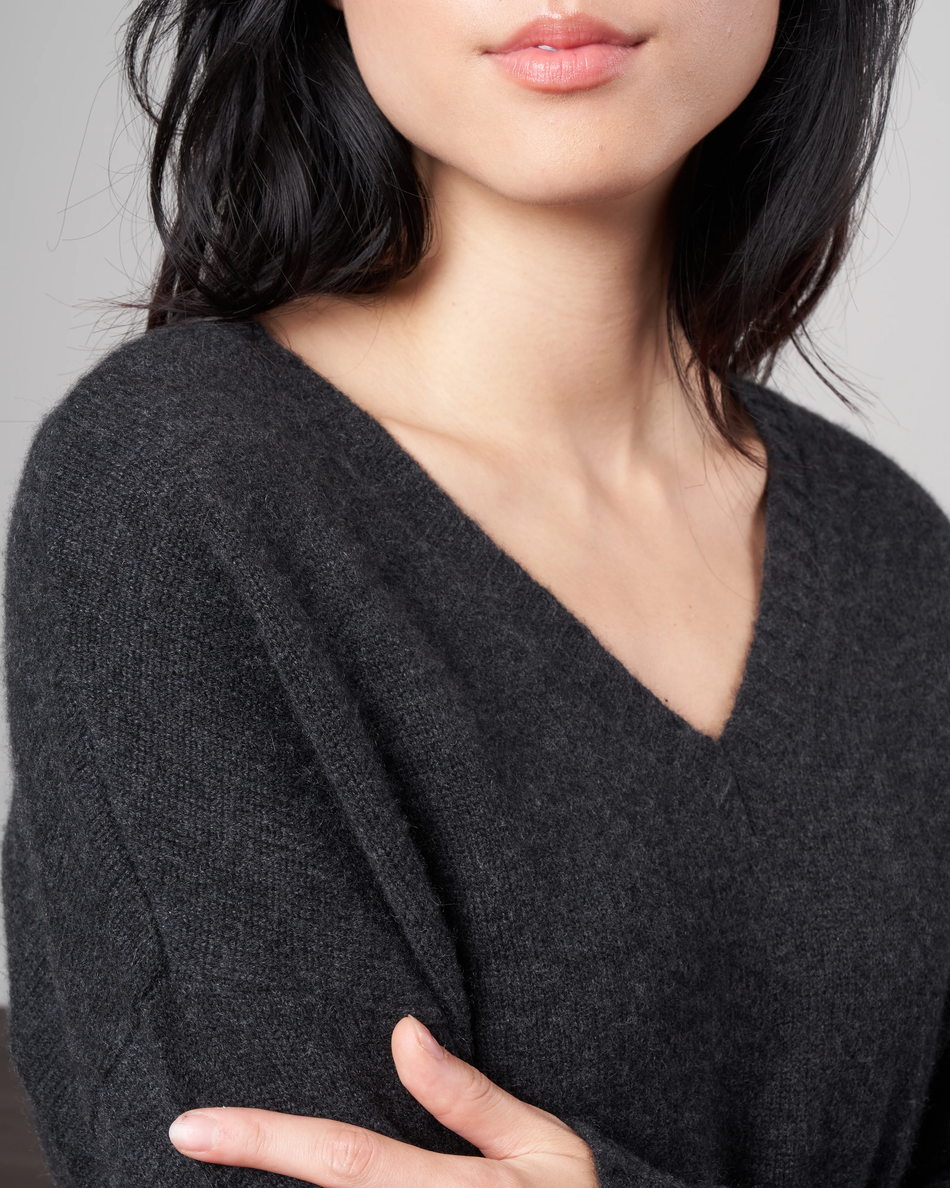 oversized v neck sweater - charcoal - Image 5